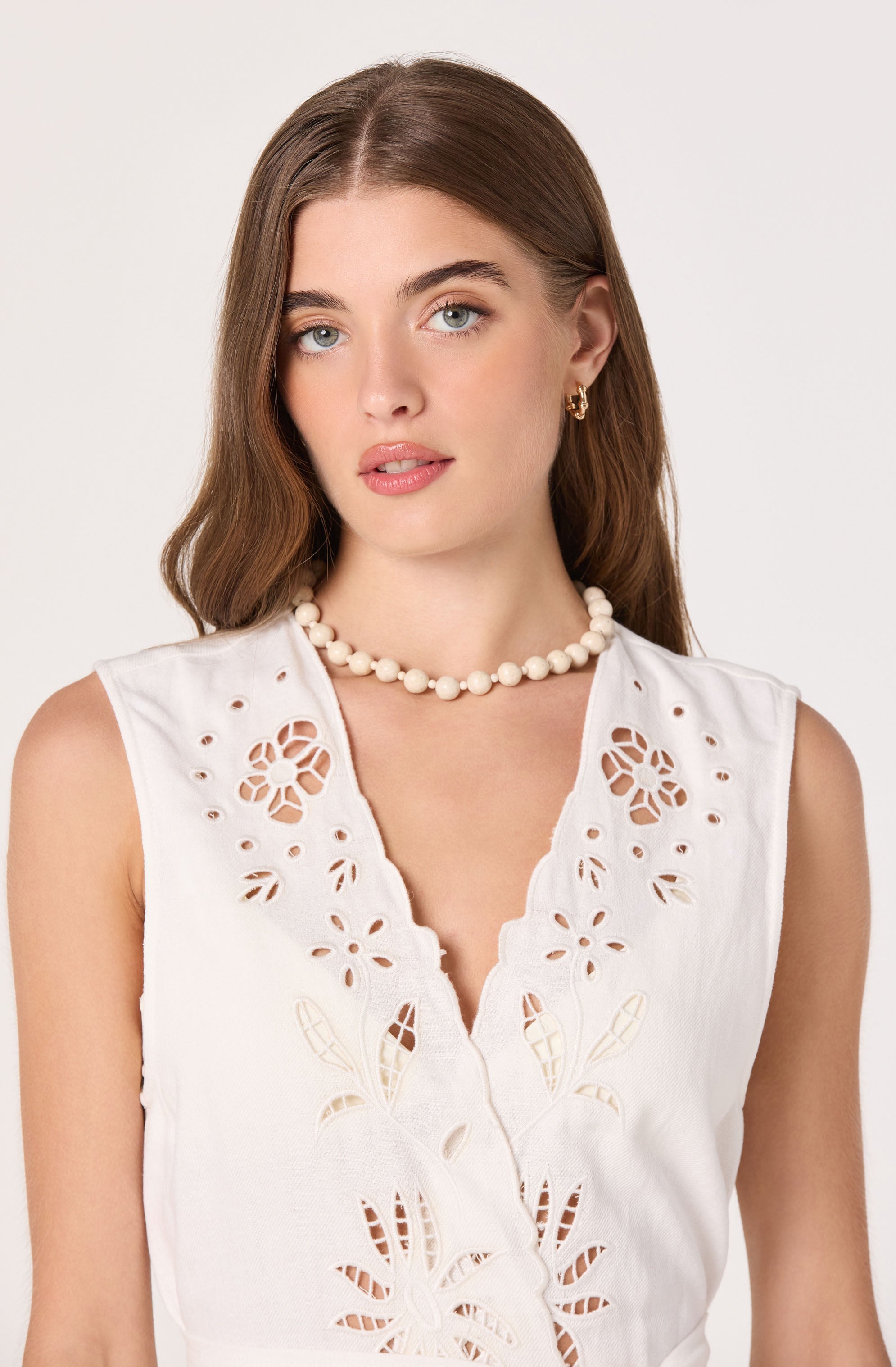 Greta Cutwork Embroidery Longline Vest