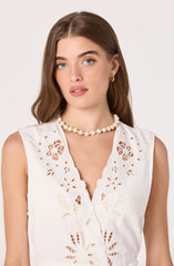 Greta Cutwork Embroidery Longline Vest