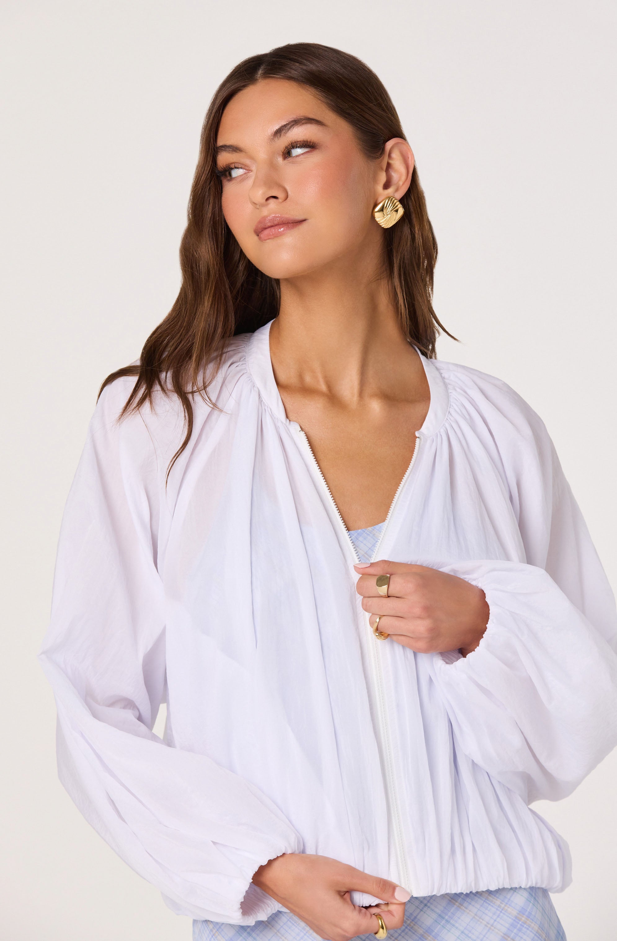 Blanche Semi-Sheer Bomber Jacket