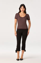 Cindra Striped Ribbed Knit Tee