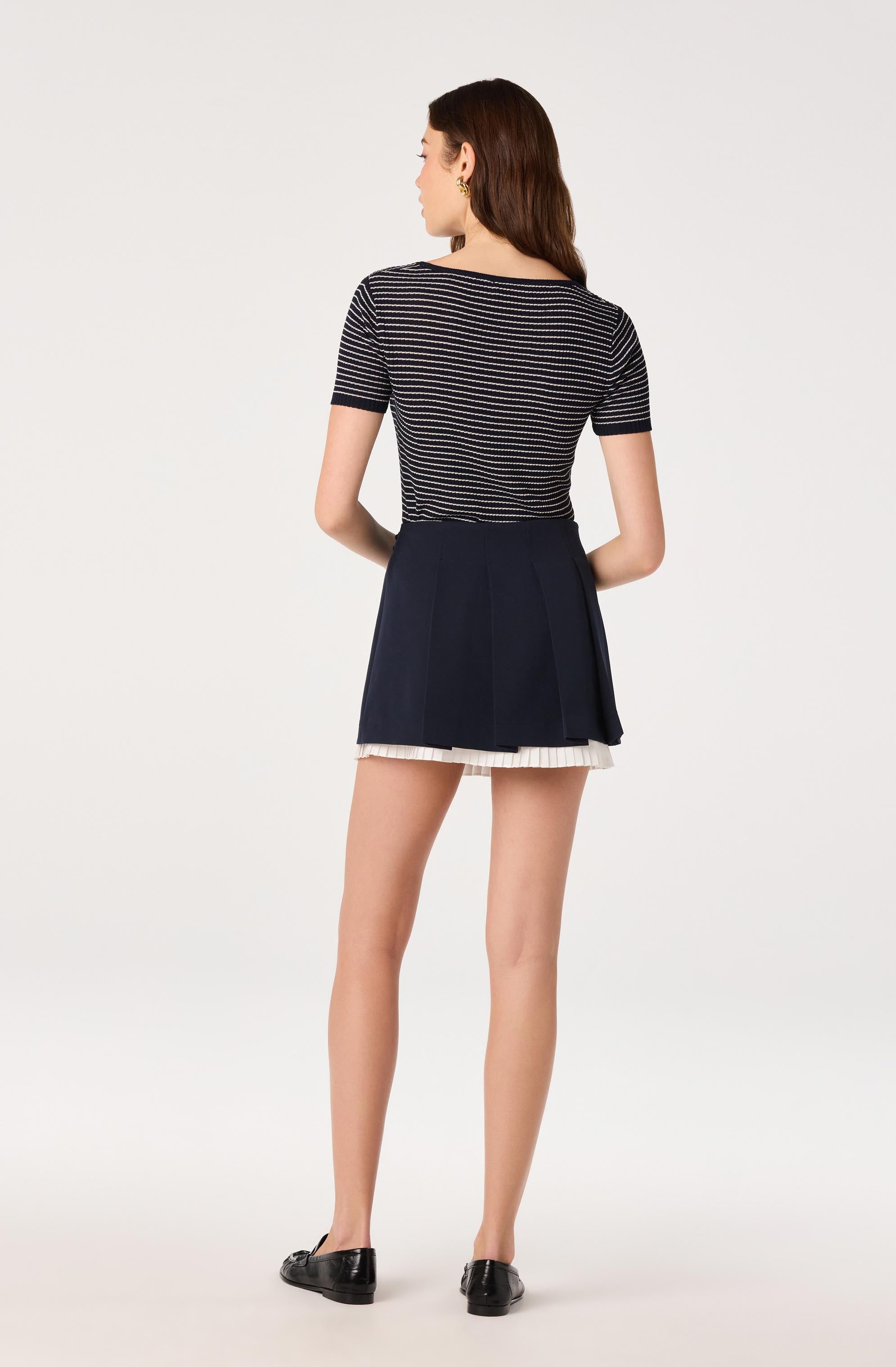 Cindra Striped Ribbed Knit Tee