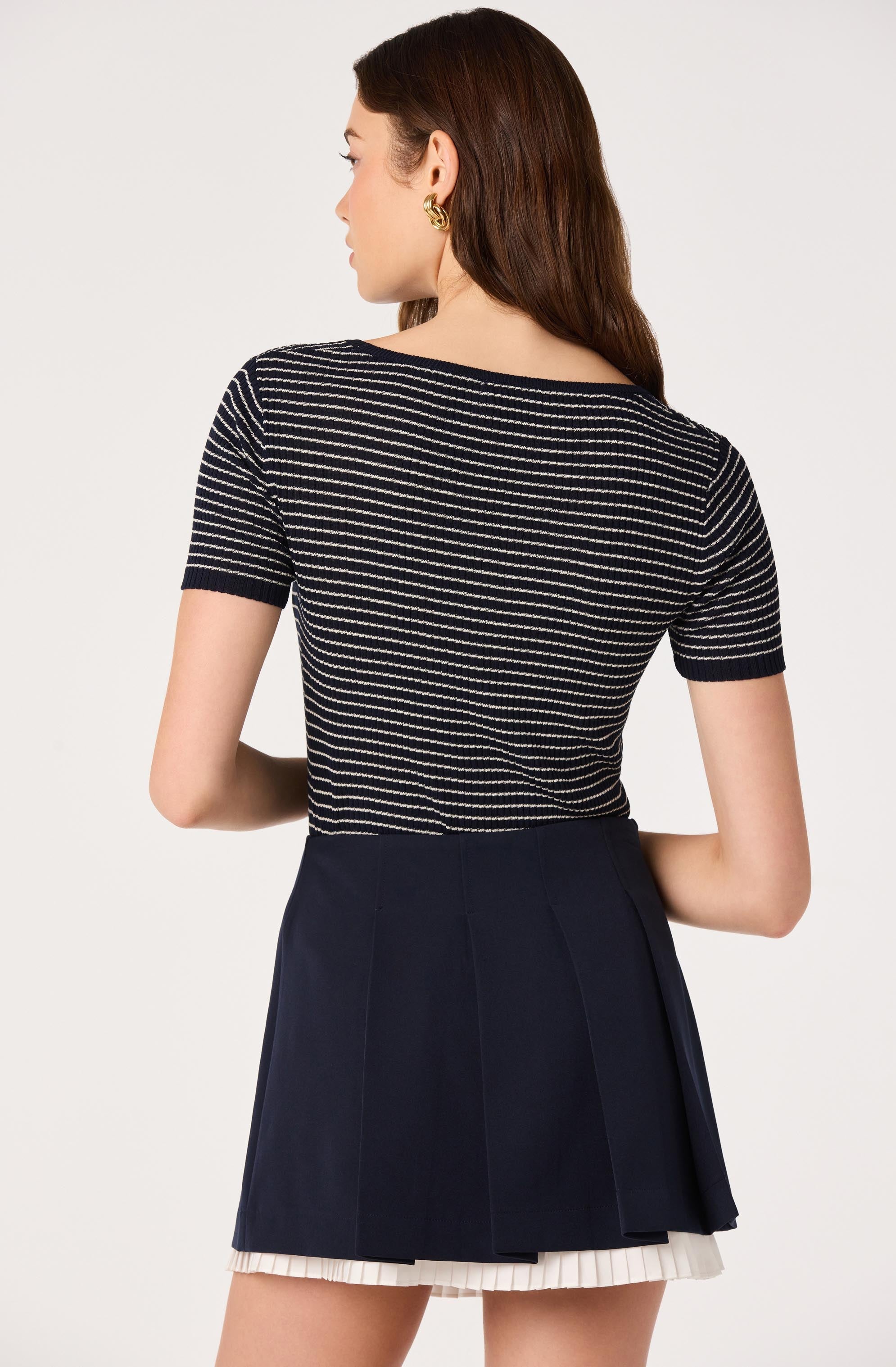 Cindra Striped Ribbed Knit Tee