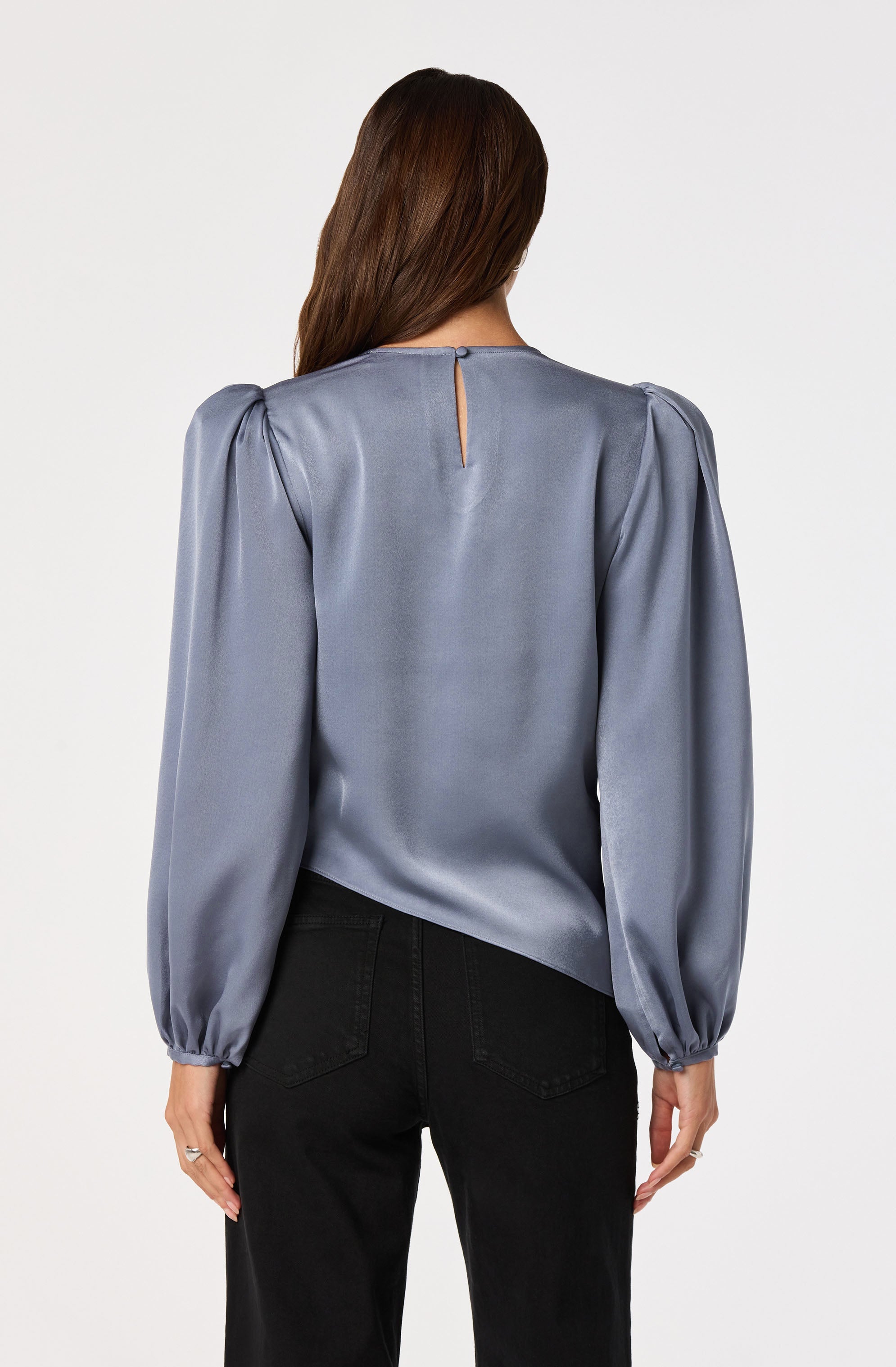Beatrice Satin Faux-Wrap Blouse