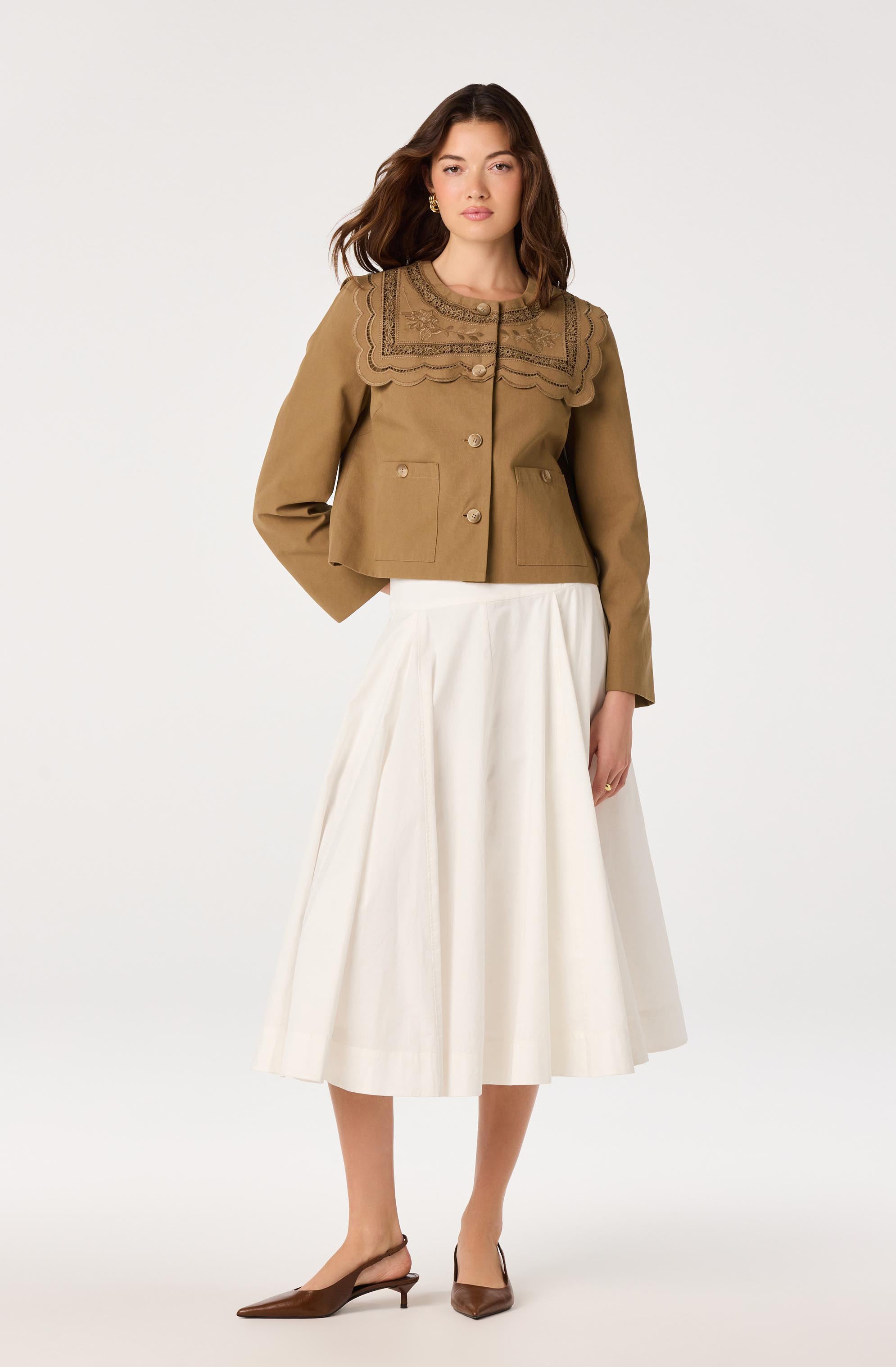 Cleo Sailor-Collar Cropped Jacket