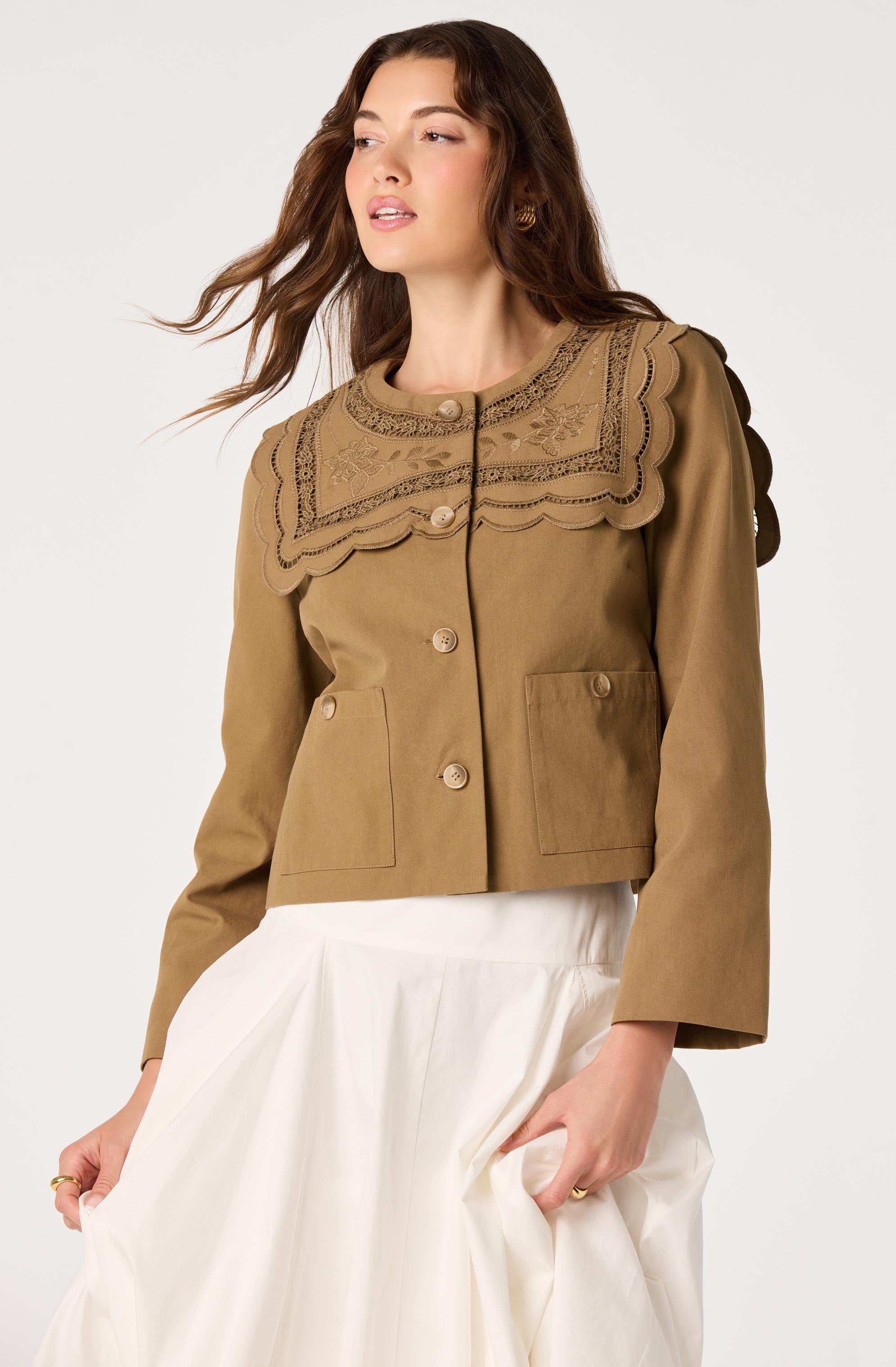 Cleo Sailor-Collar Cropped Jacket