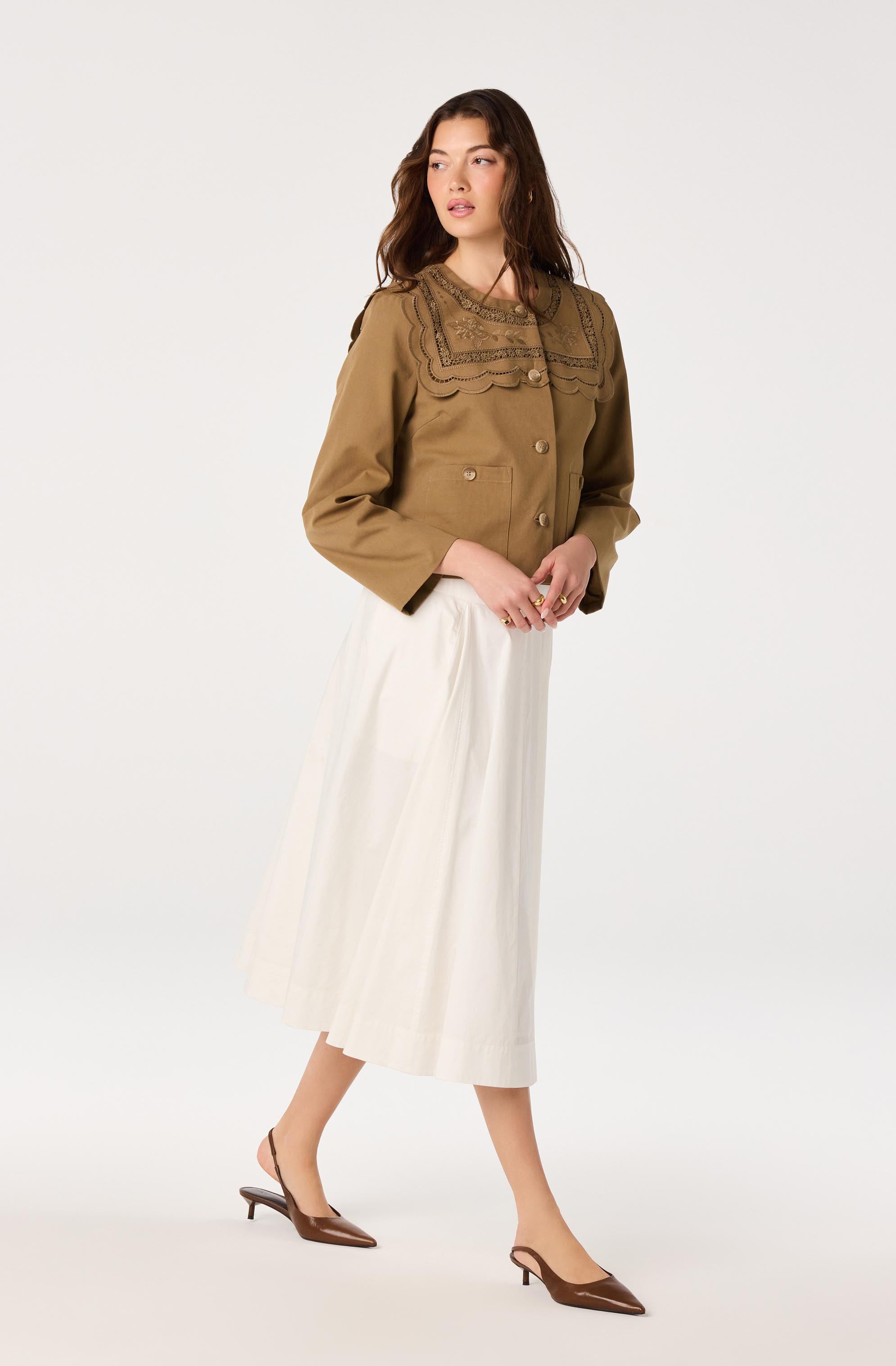 Cleo Sailor-Collar Cropped Jacket