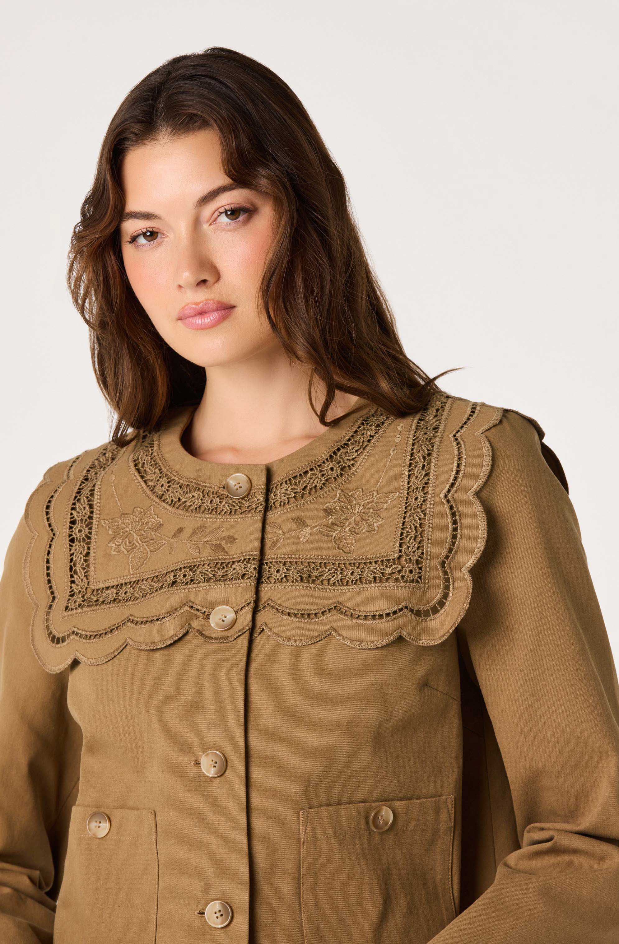Cleo Sailor-Collar Cropped Jacket