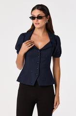Anne Embroidered Fit-and-Flare Top