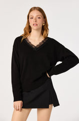 Jadyn Lace-Trim V-Neck Sweater