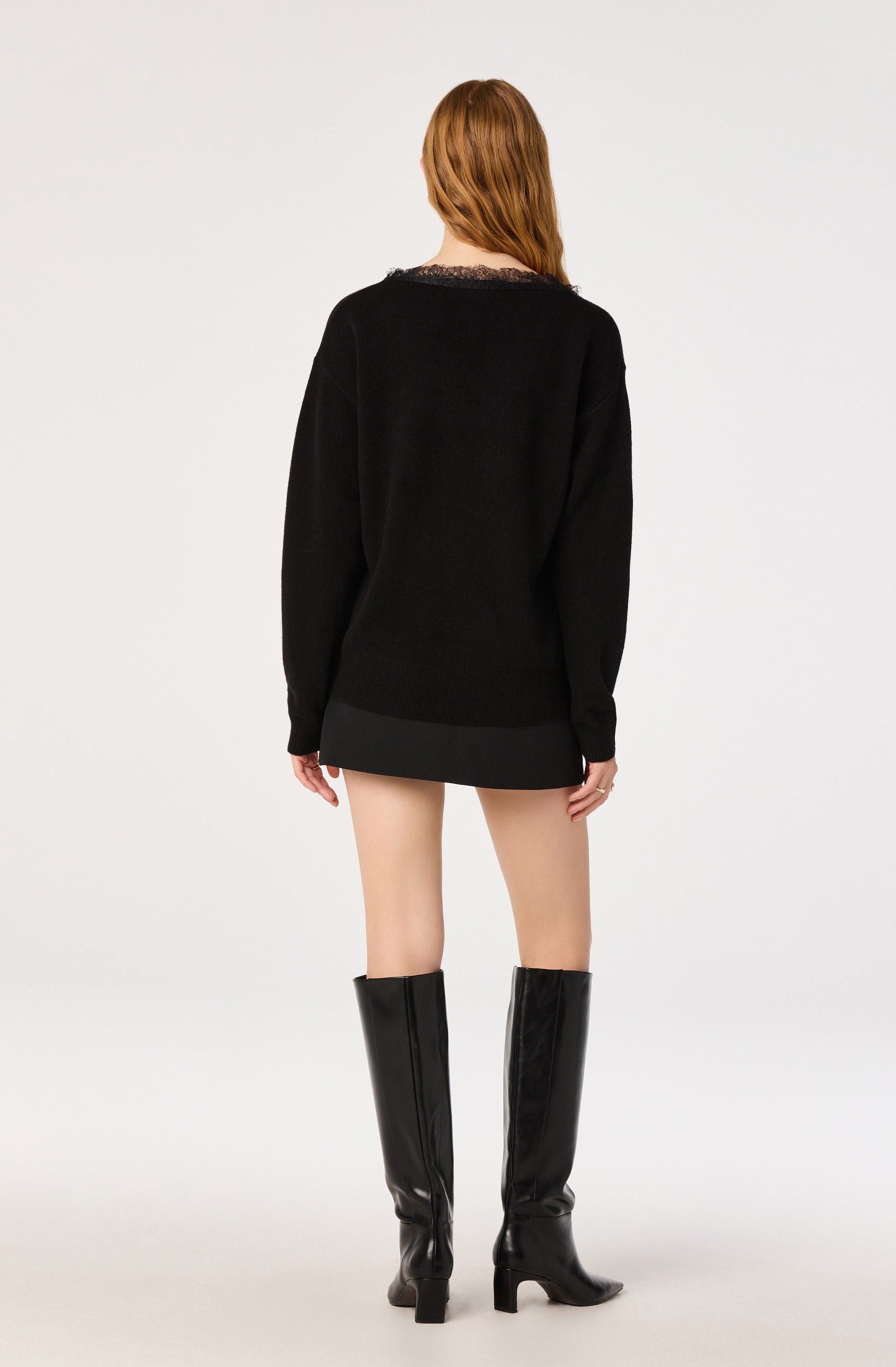 Jadyn Lace-Trim V-Neck Sweater