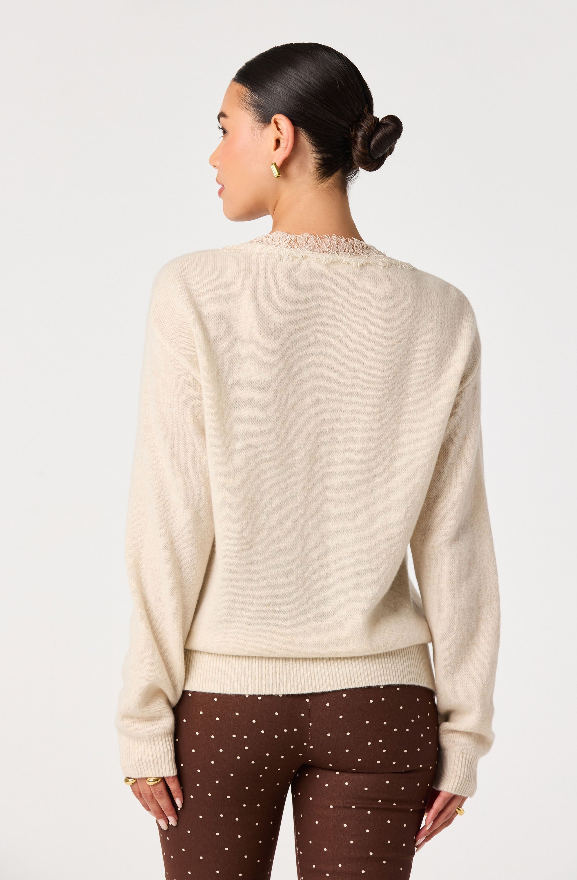 Jadyn Lace-Trim V-Neck Sweater
