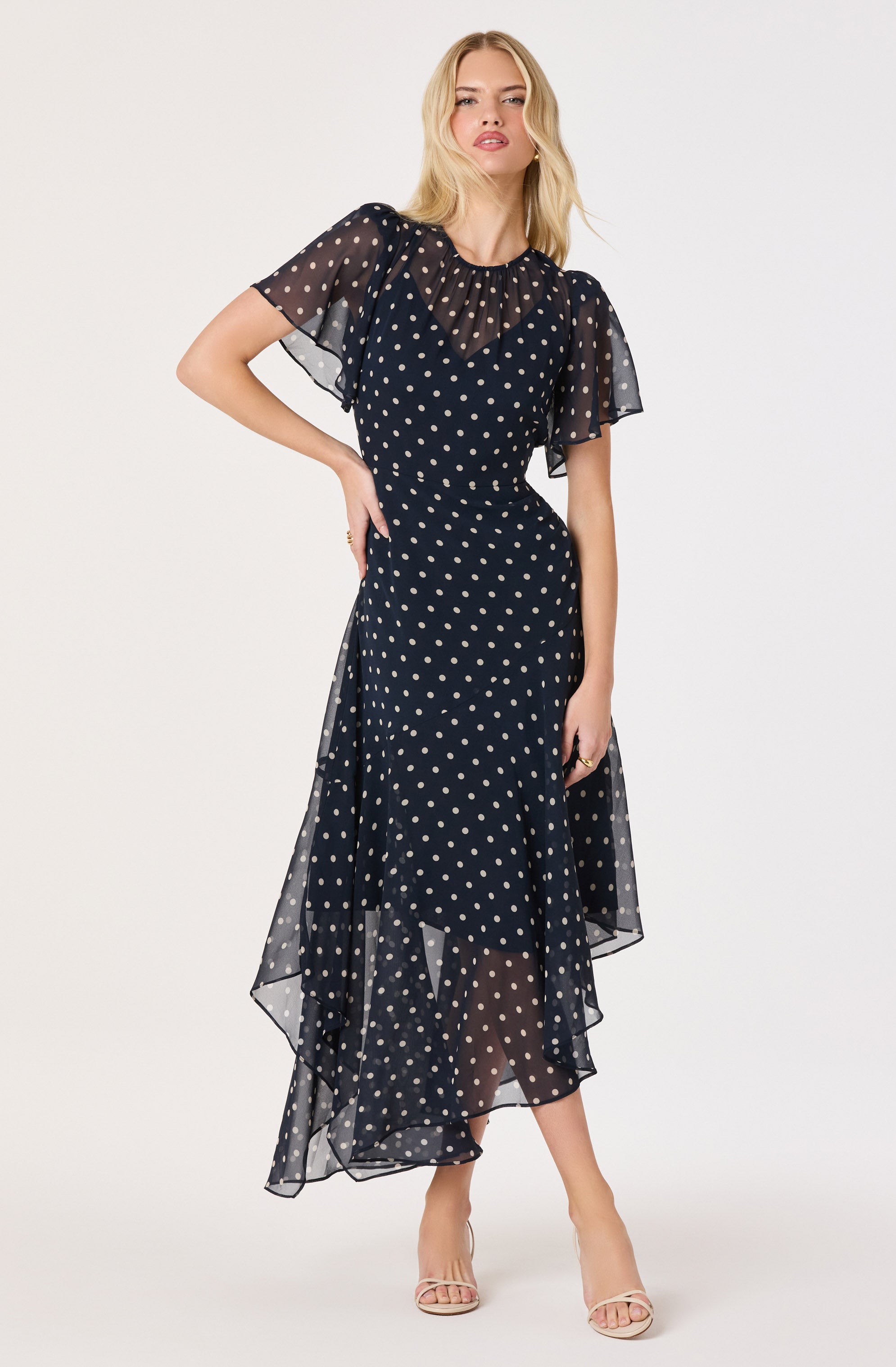 Aila Chiffon Flutter Sleeve Maxi Dress