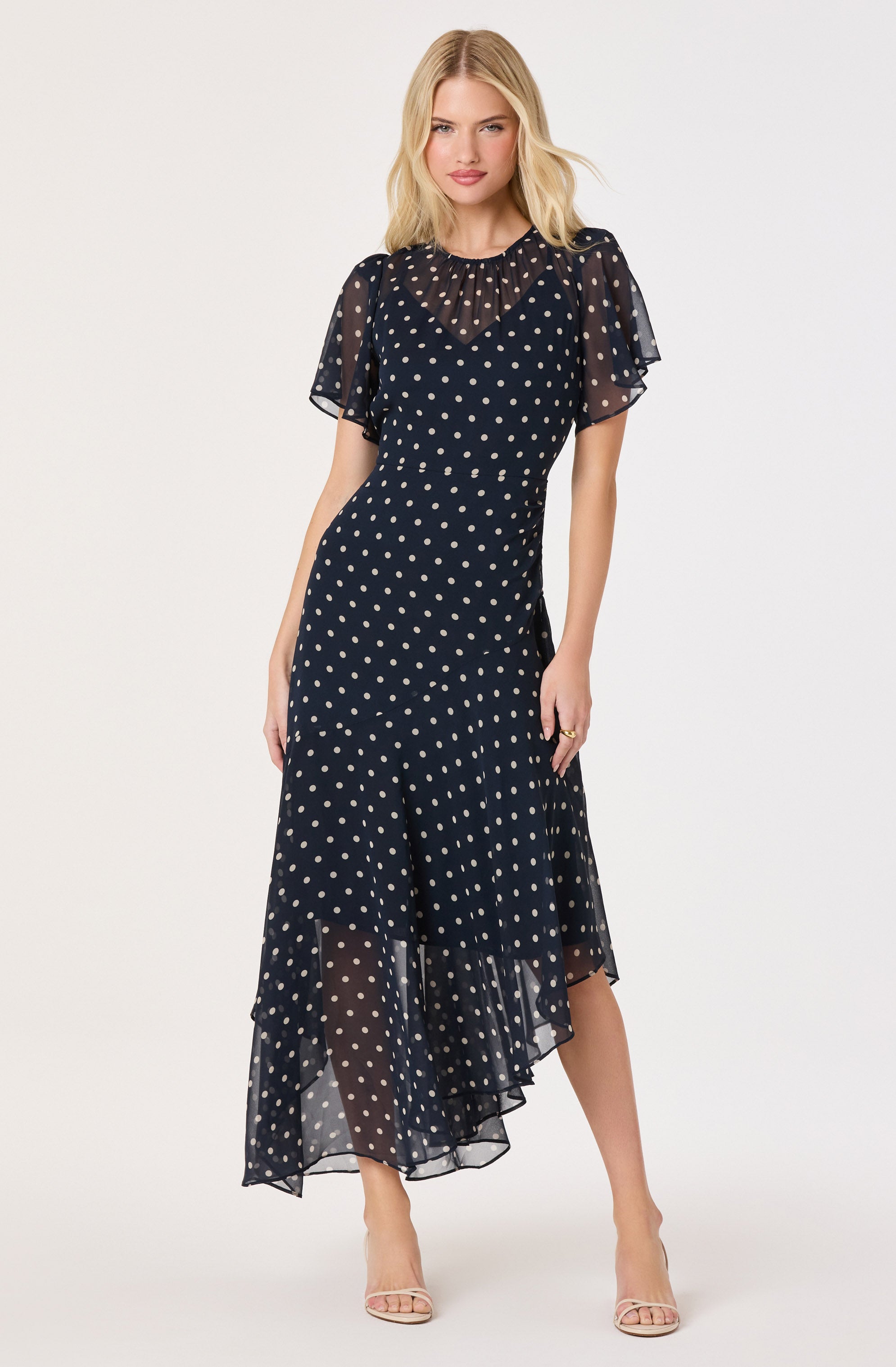 Aila Chiffon Flutter Sleeve Maxi Dress