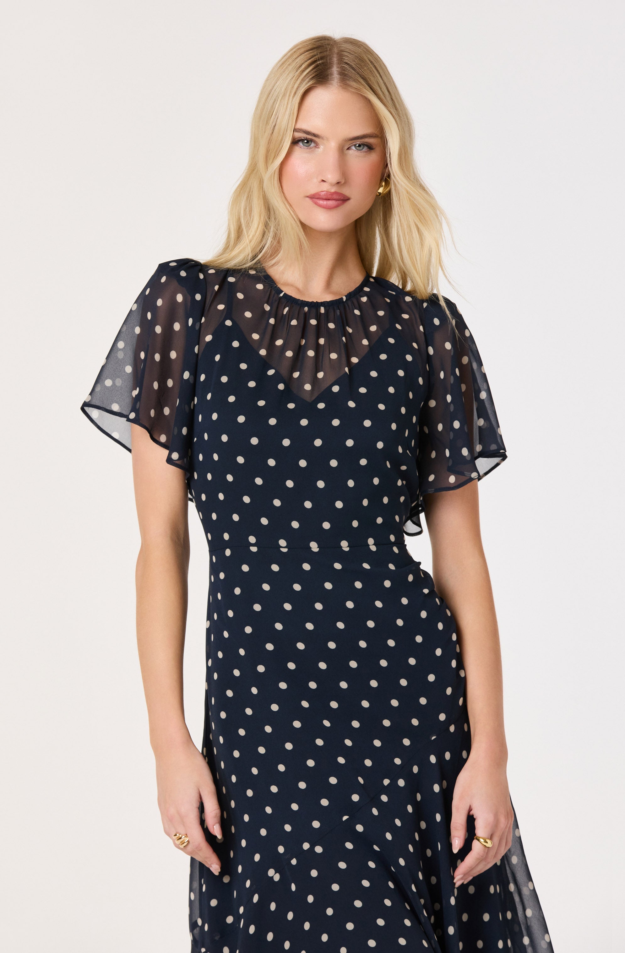 Aila Chiffon Flutter Sleeve Maxi Dress