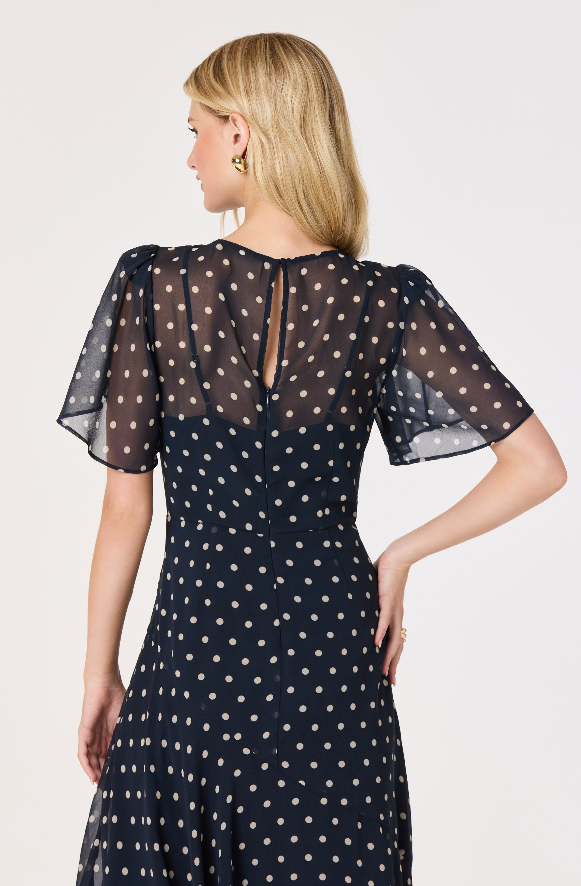 Aila Chiffon Flutter Sleeve Maxi Dress