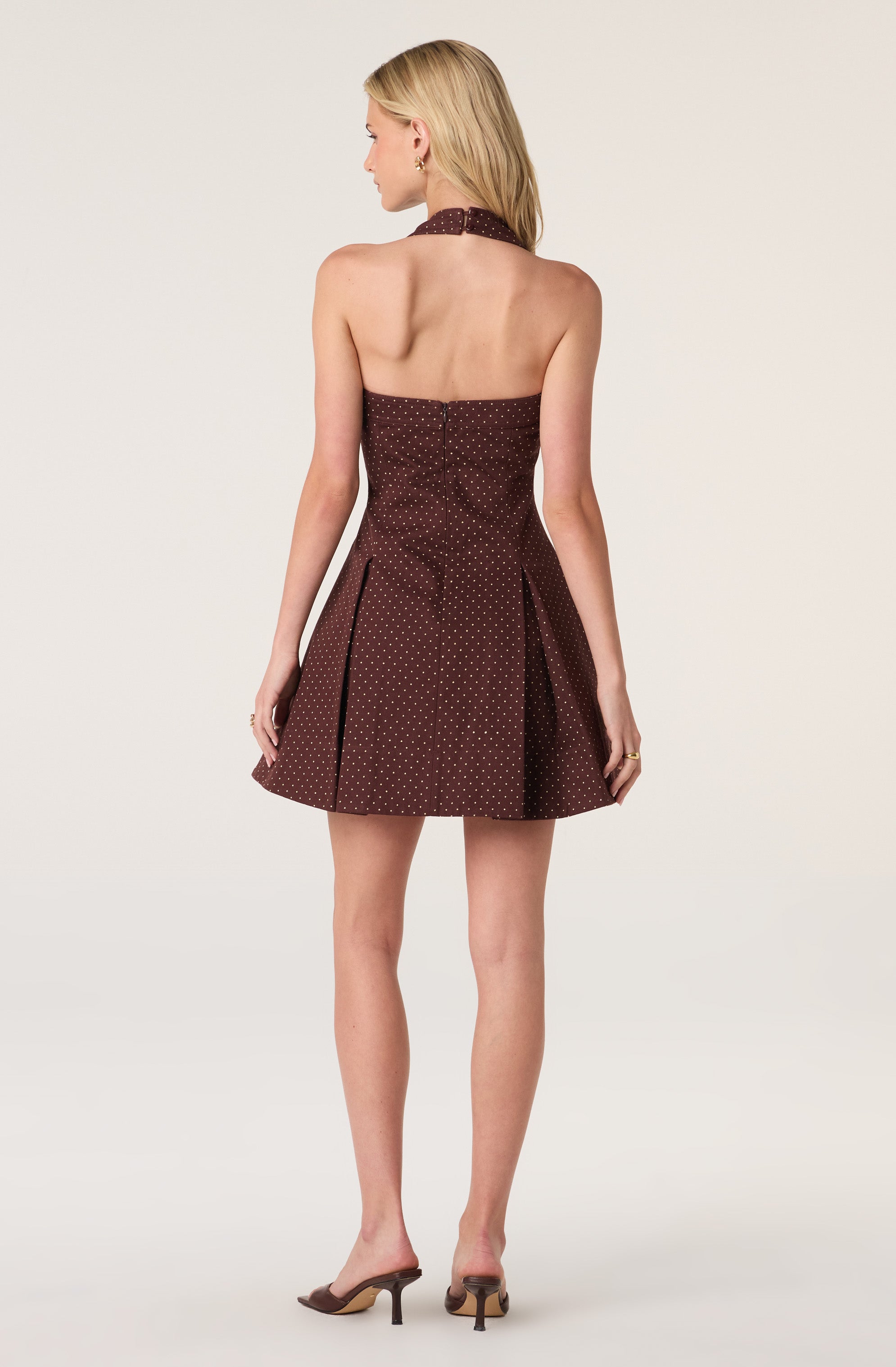Flare Halter Box Pleat Mini Dress