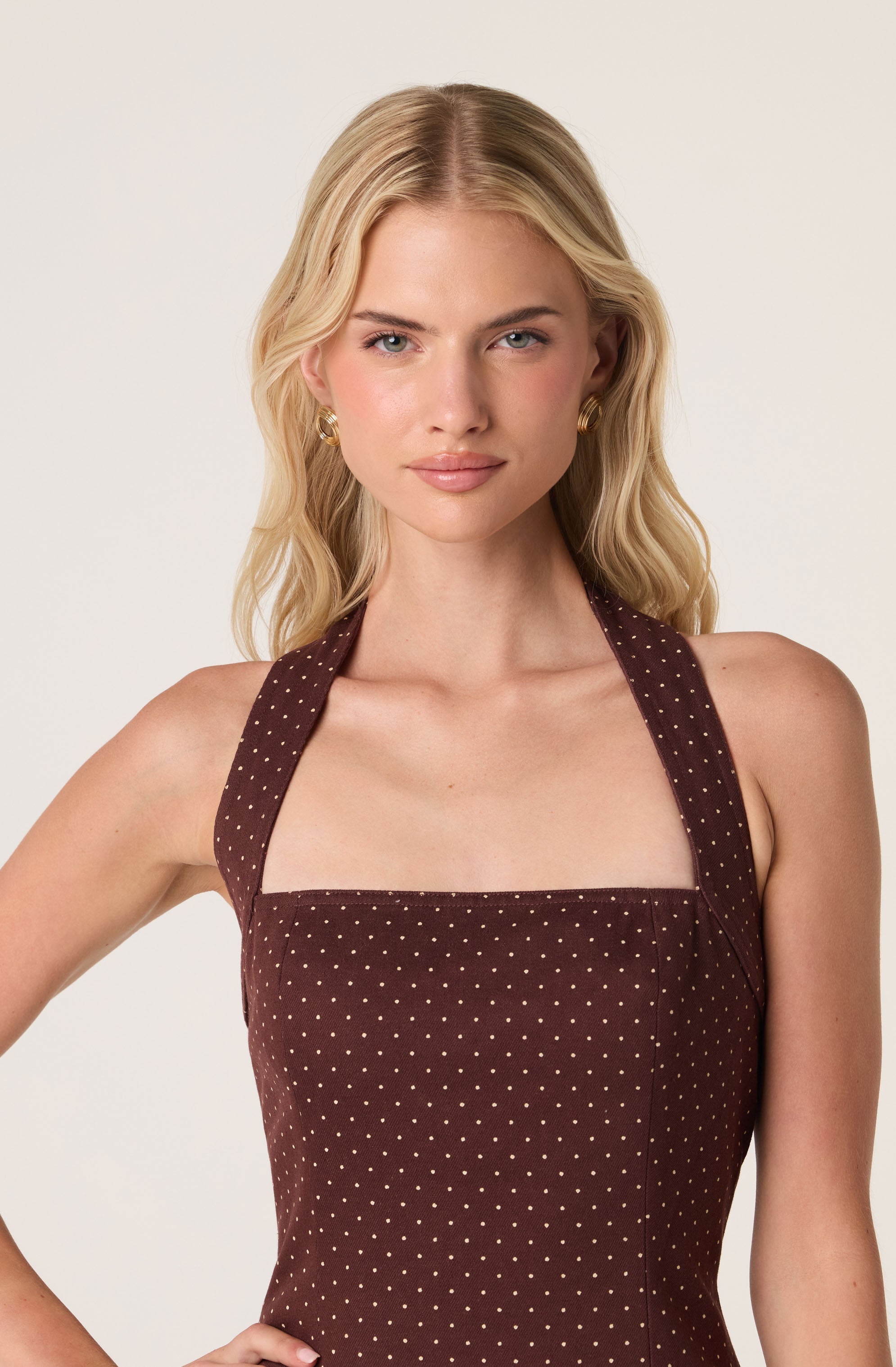 Flare Halter Box Pleat Mini Dress