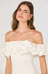 3d scrunch off shoulder mini dress