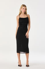 Embellished Rhinestone Ruched Midi Dress