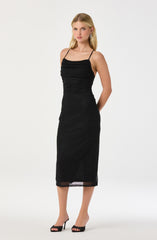 Embellished Rhinestone Ruched Midi Dress