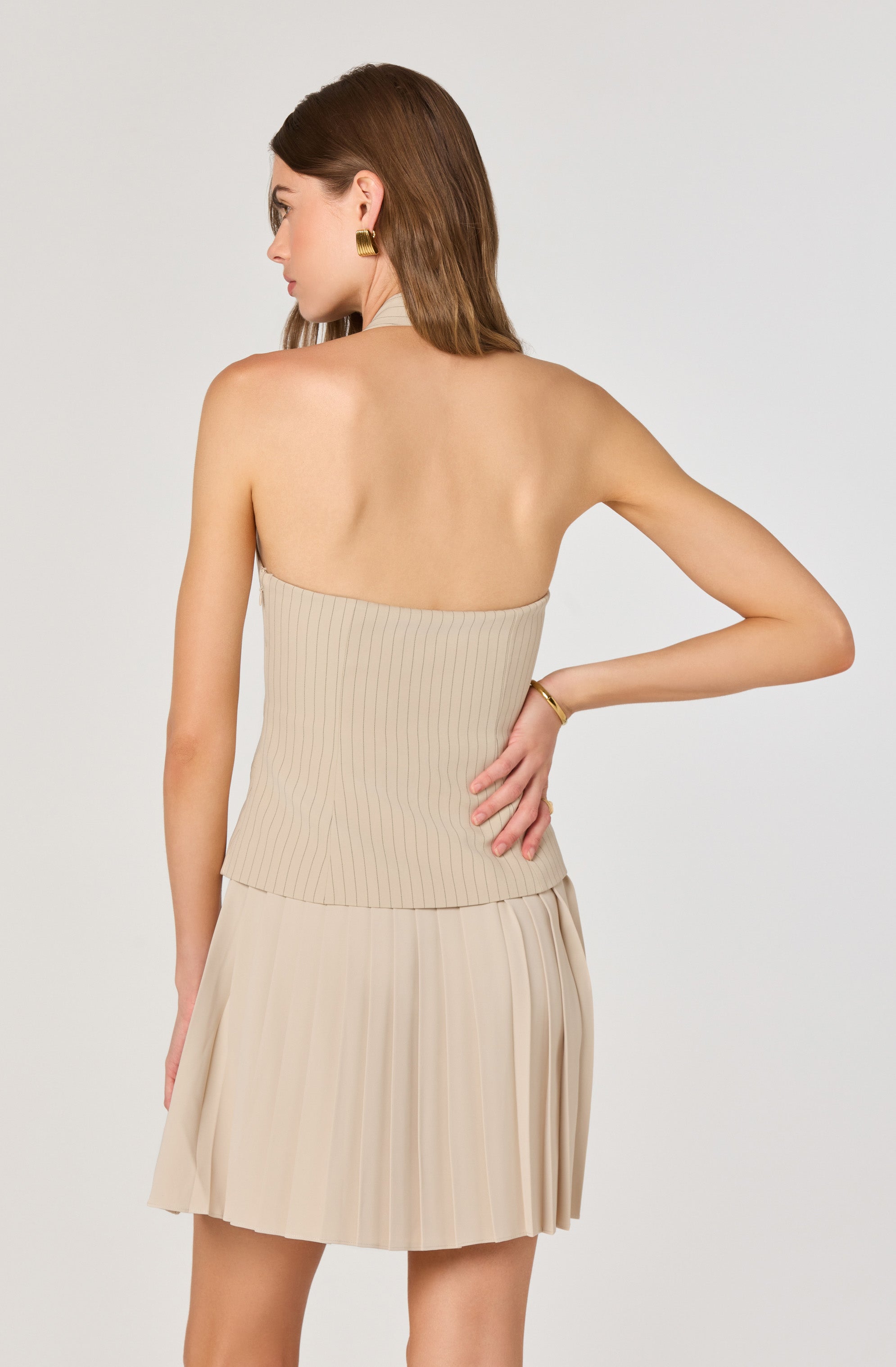 Halter Vest Pleated Mini Dress