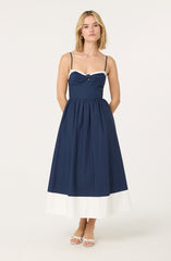 Contrast Sweetheart Midi Dress