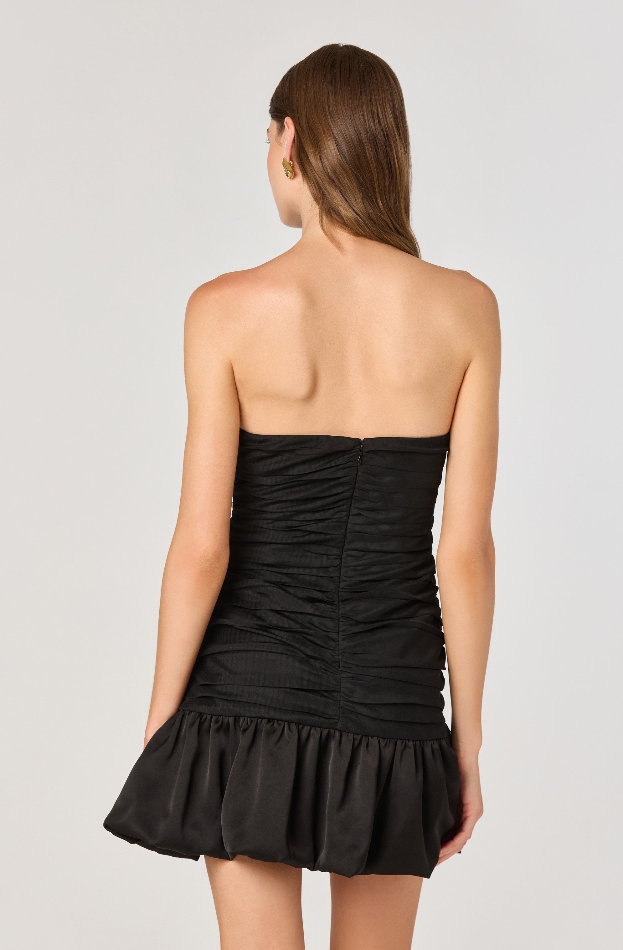Bubble hem ruched mini dress
