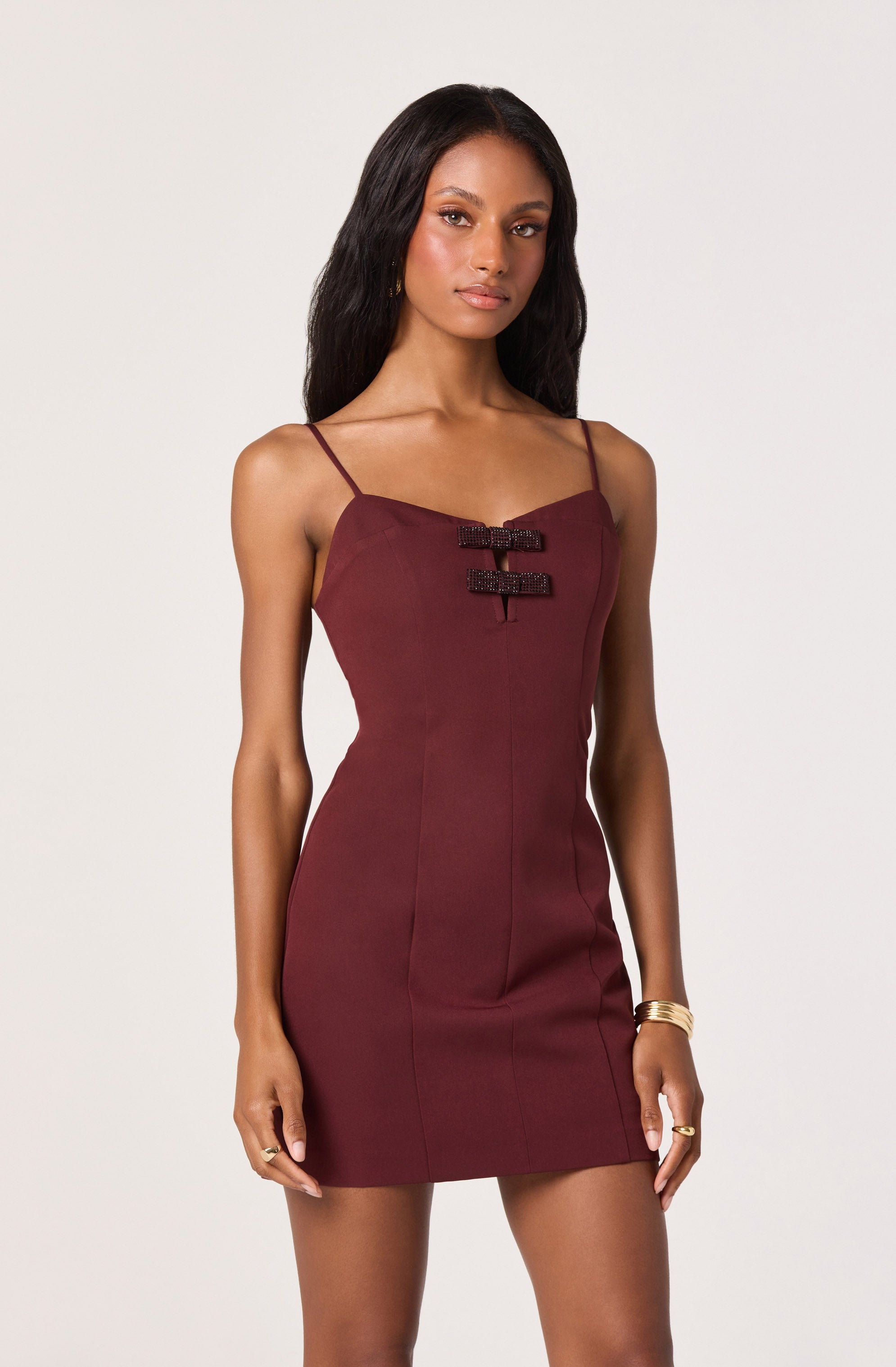 Embellished Bow Detail Mini Dress