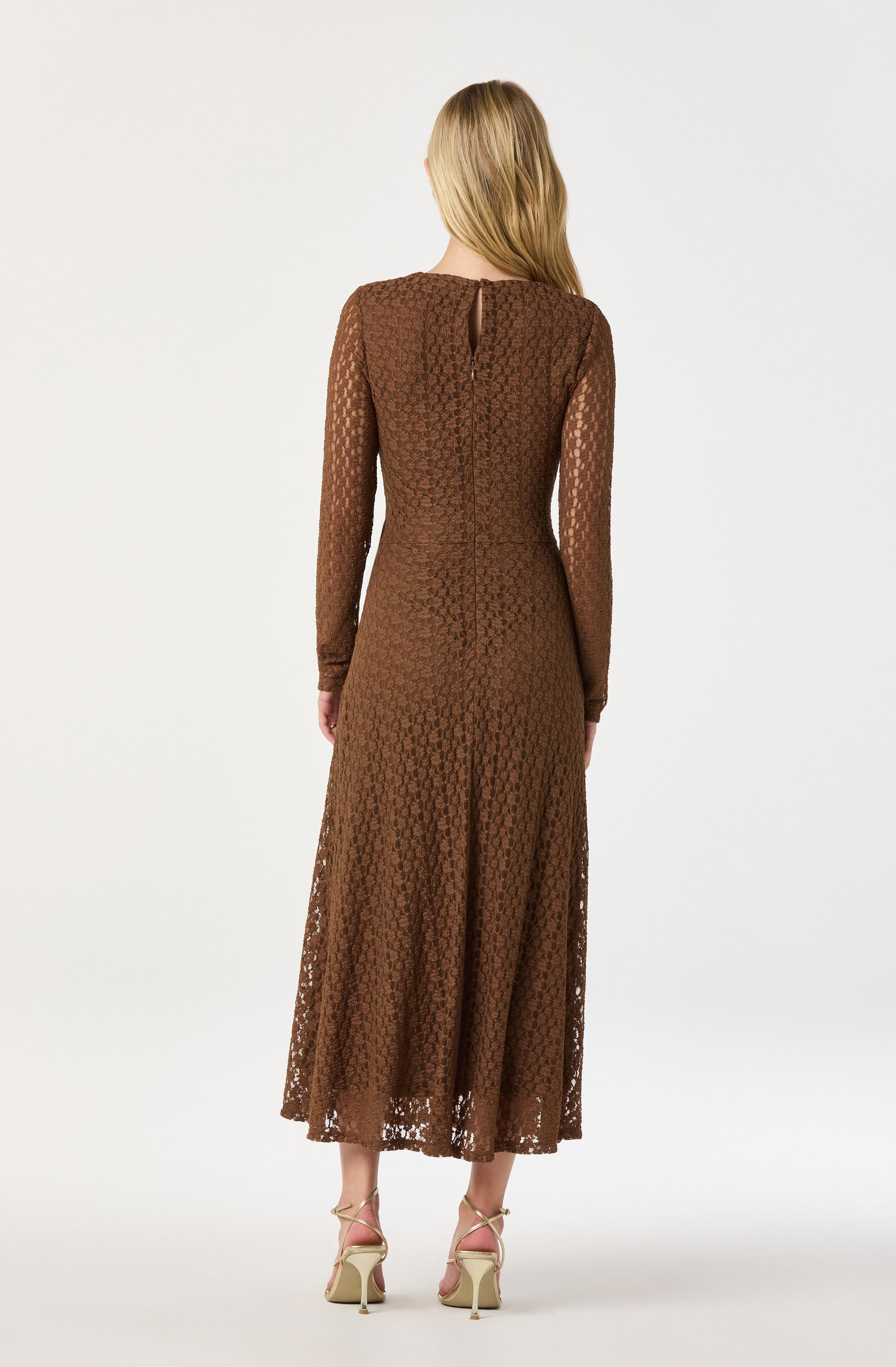 Belted Lace Midi Dress