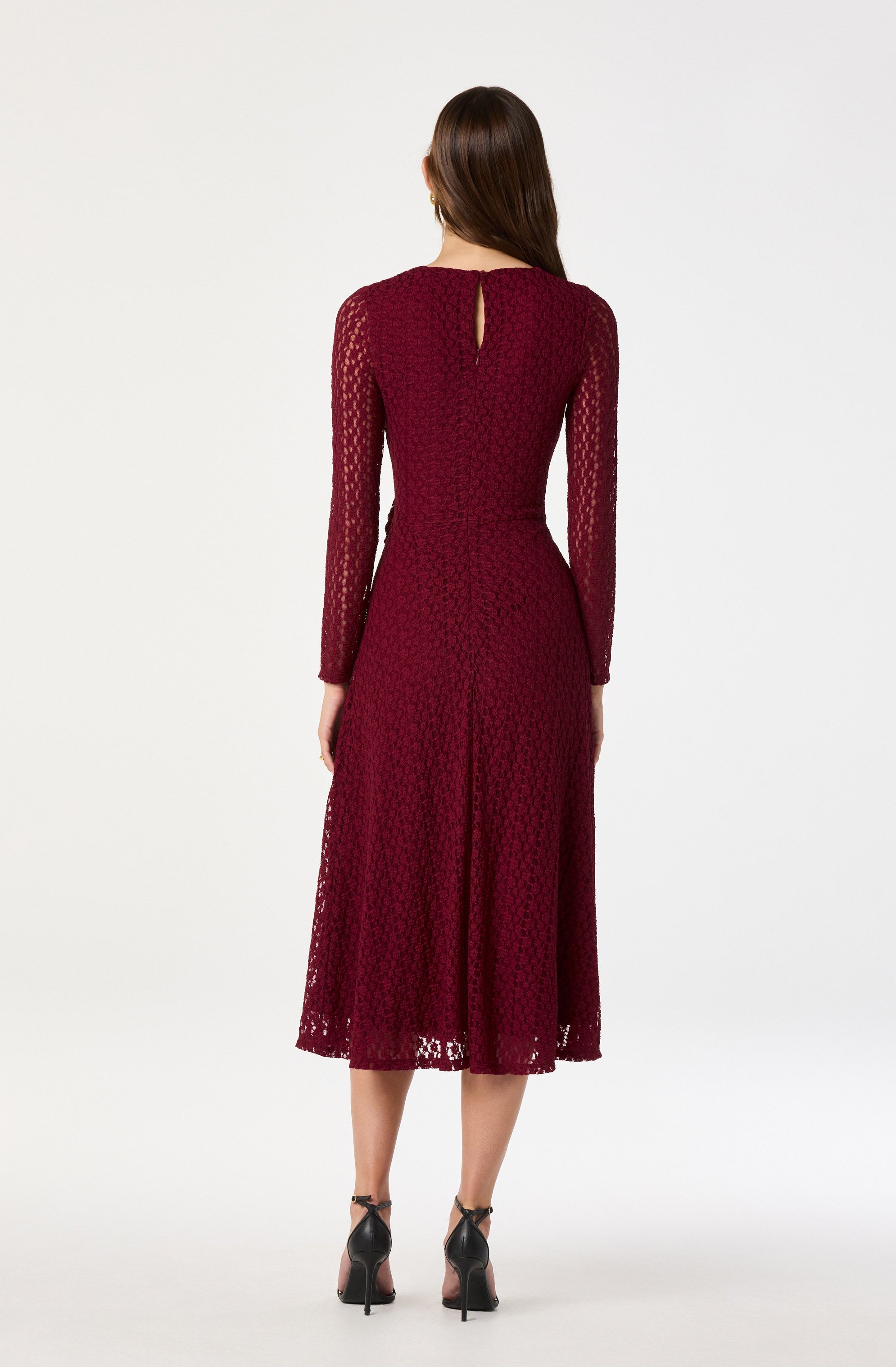 Belted Lace Midi Dress