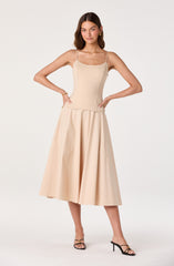 Cierra Mixed Media Drop Waist Midi Dress