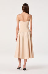 Cierra Mixed Media Drop Waist Midi Dress