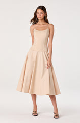 Cierra Mixed Media Drop Waist Midi Dress