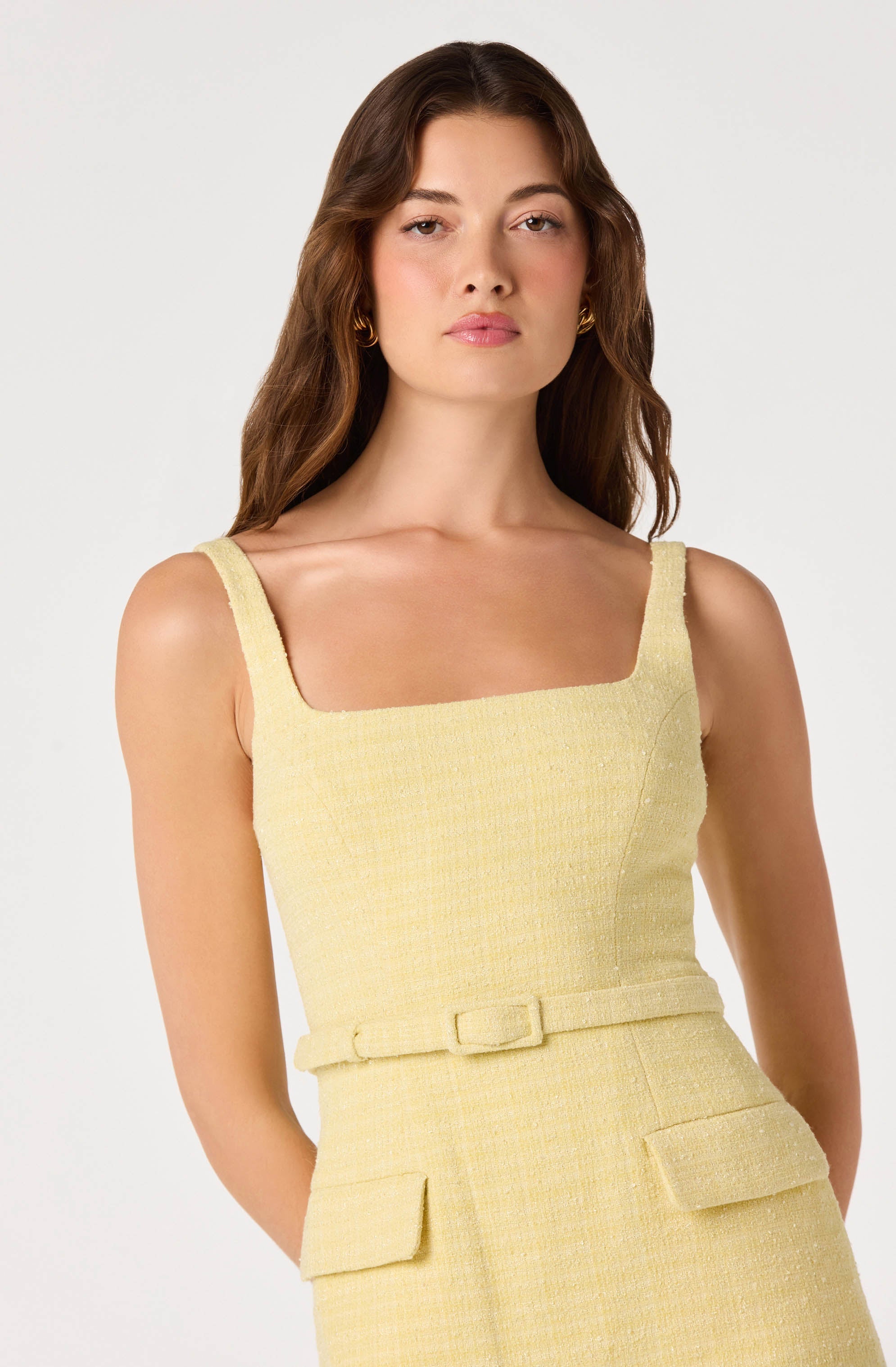 Adelyn Belted Tweed Mini Dress