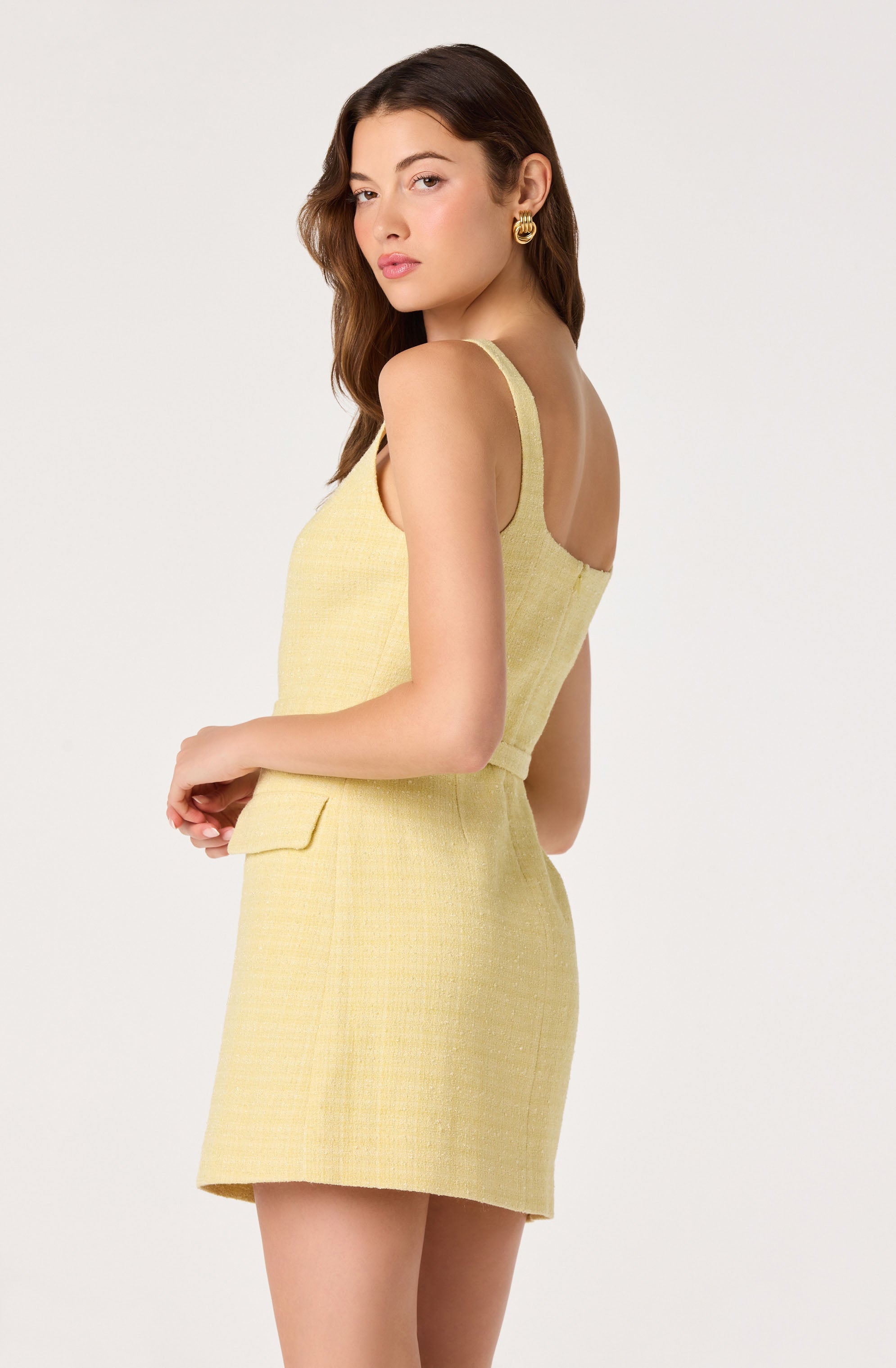 Adelyn Belted Tweed Mini Dress