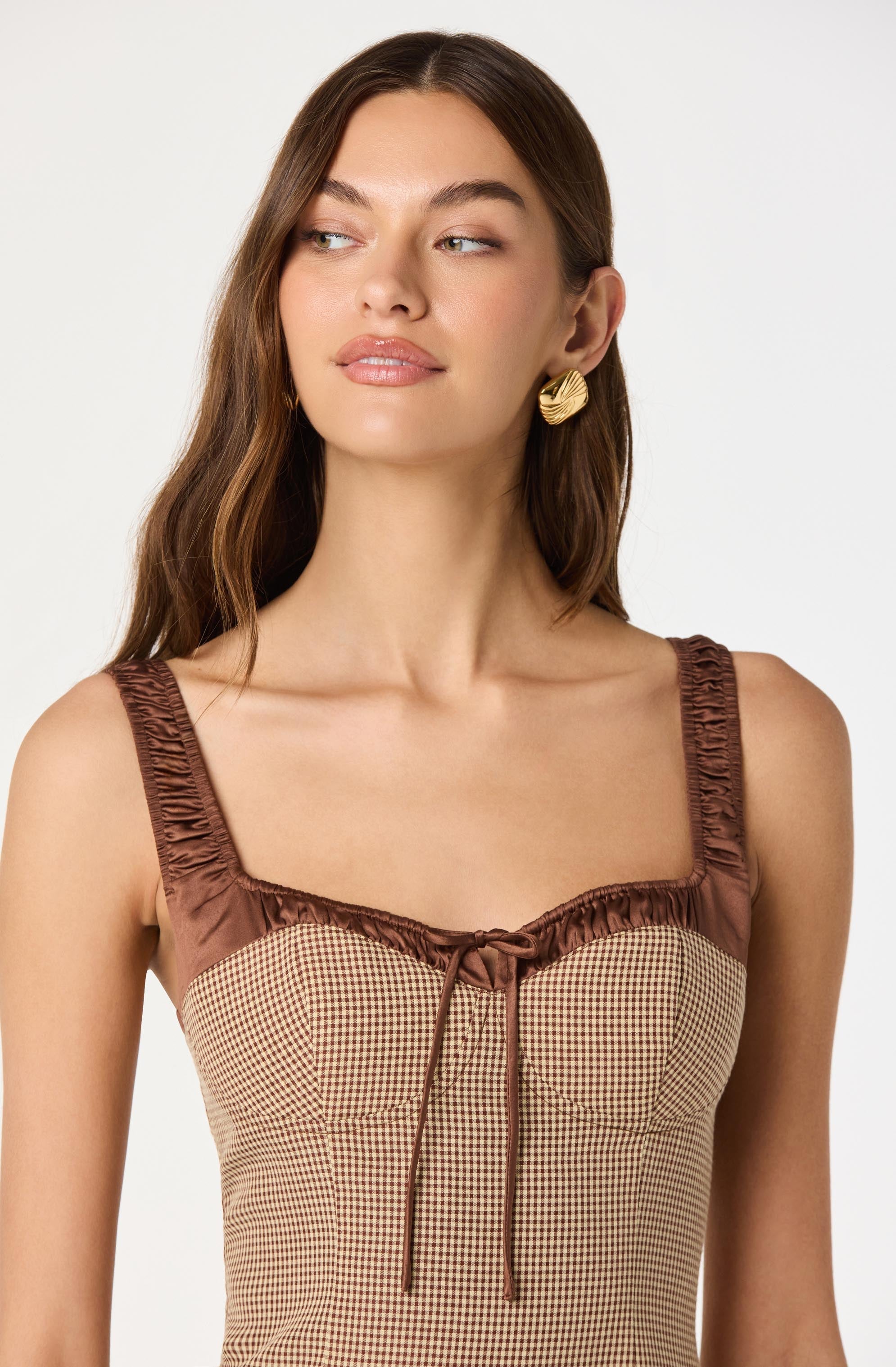 Gingham Milkmaid Contrast Mini Dress