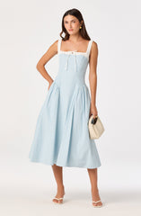Hazel Striped Drop-Waist Midi Dress