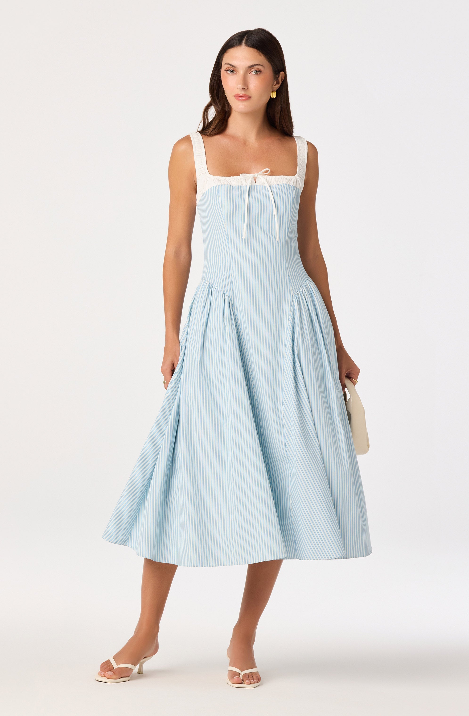 Hazel Striped Drop-Waist Midi Dress