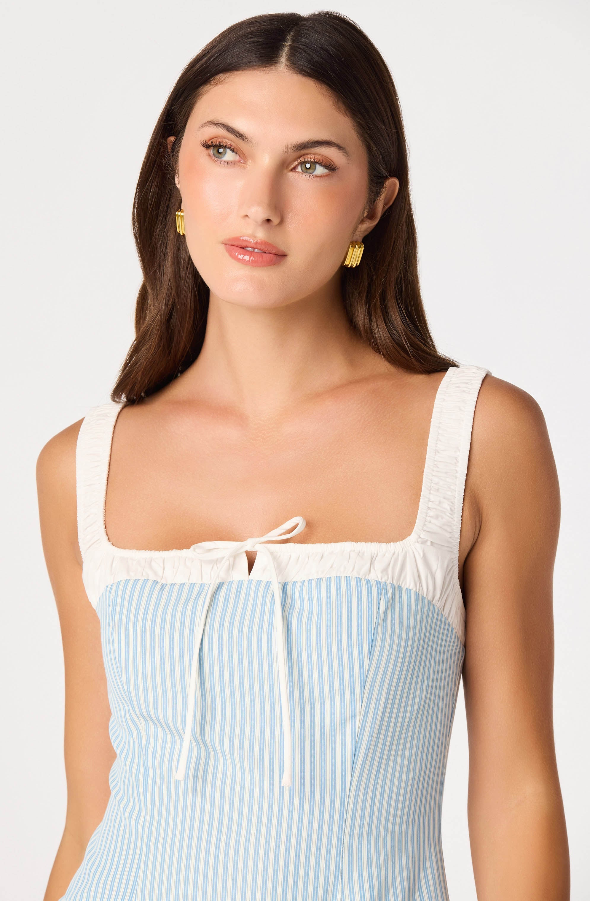 Hazel Striped Drop-Waist Midi Dress
