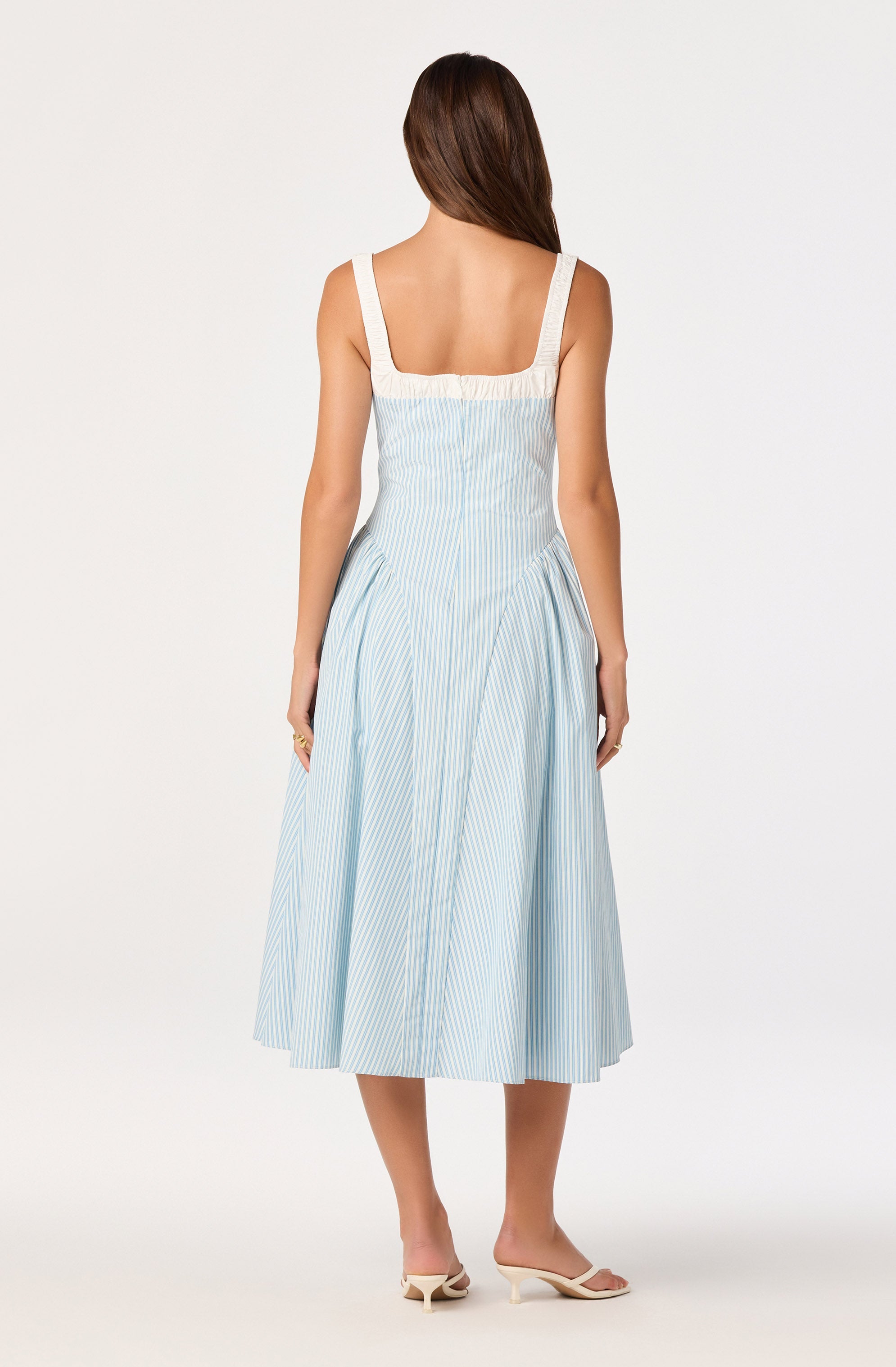 Hazel Striped Drop-Waist Midi Dress