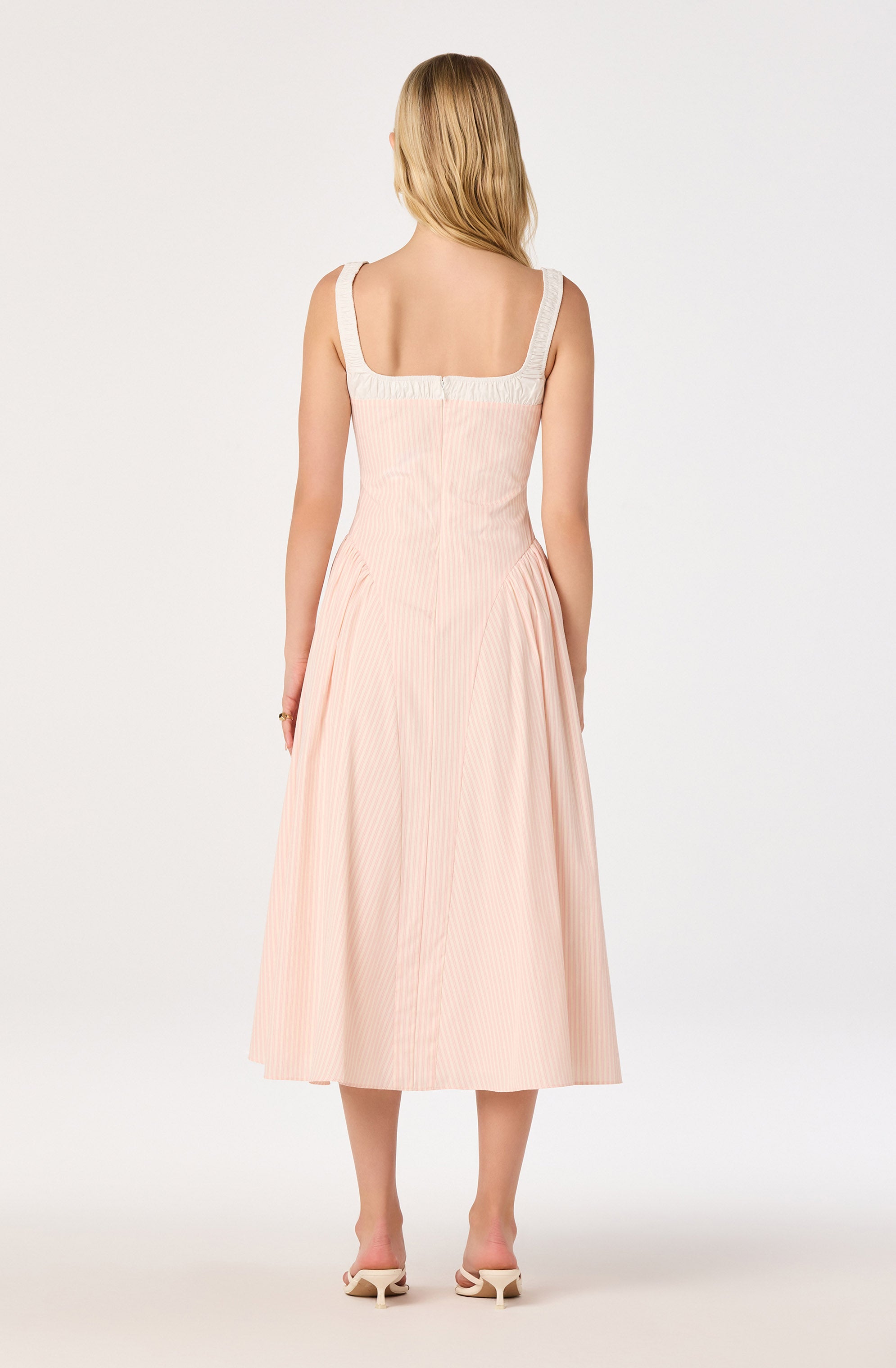 Hazel Striped Drop-Waist Midi Dress