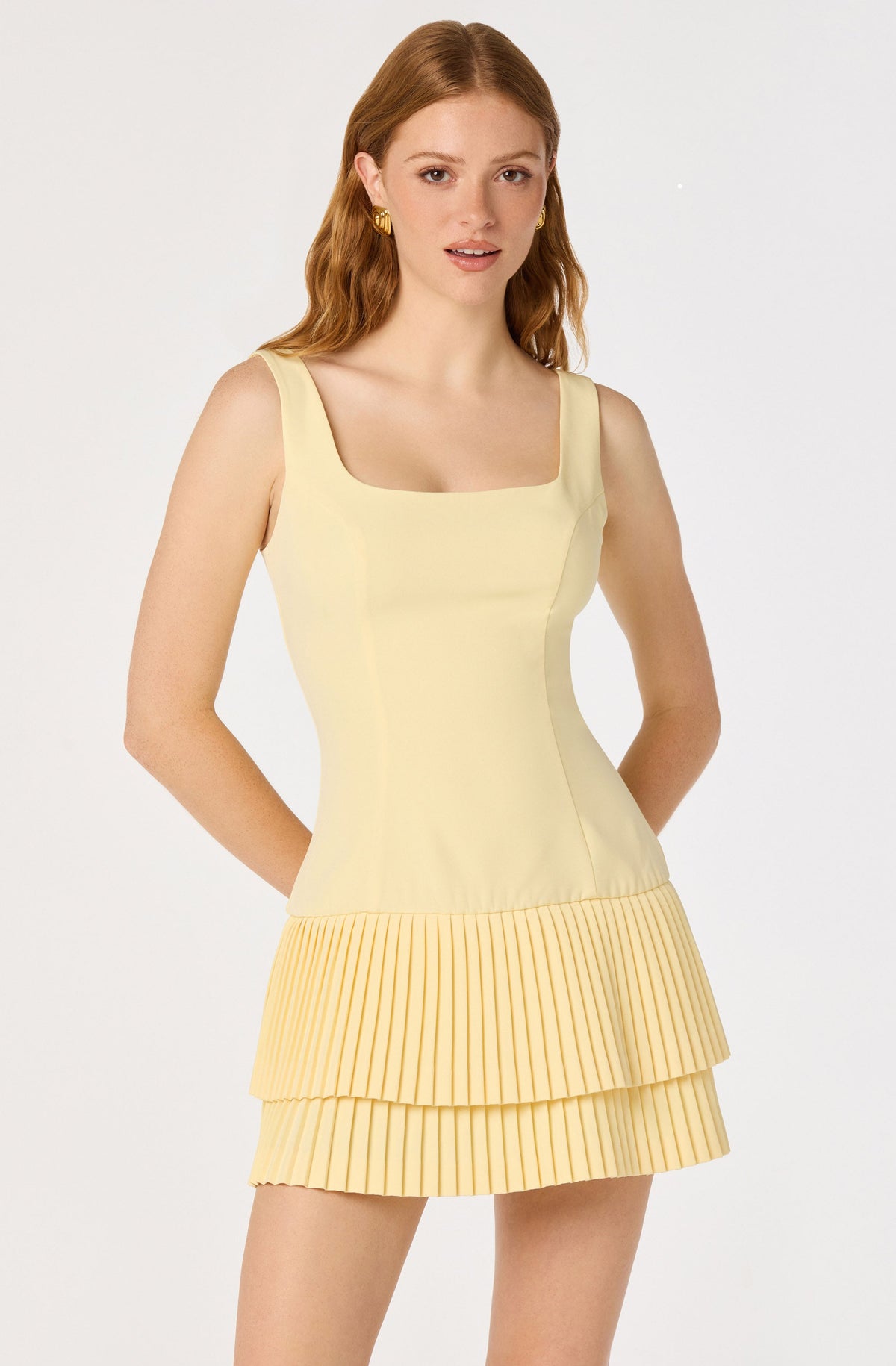 Jadah Layered Pleated Mini Dress