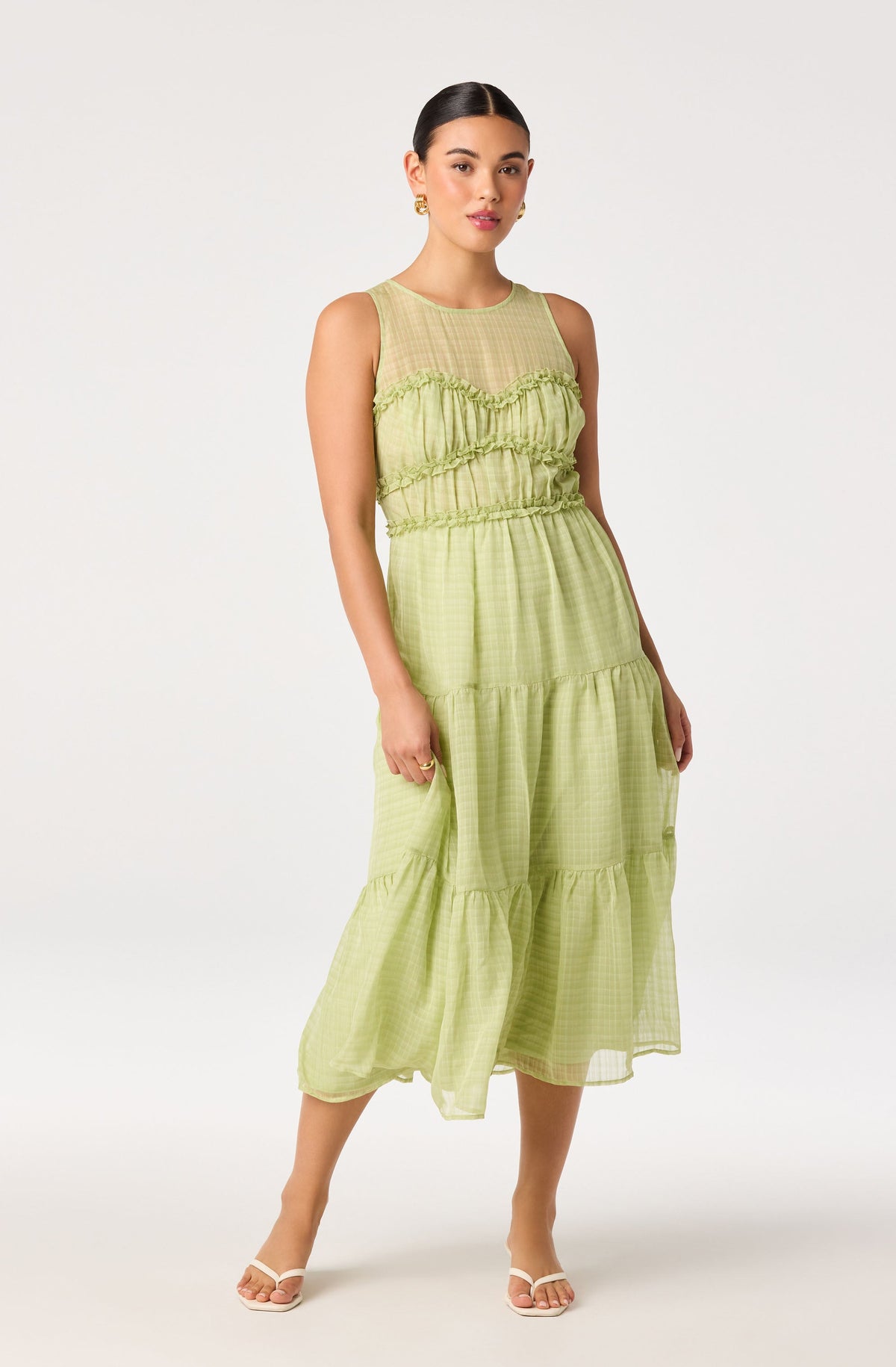 Adrianne Tiered Organza Midi Dress
