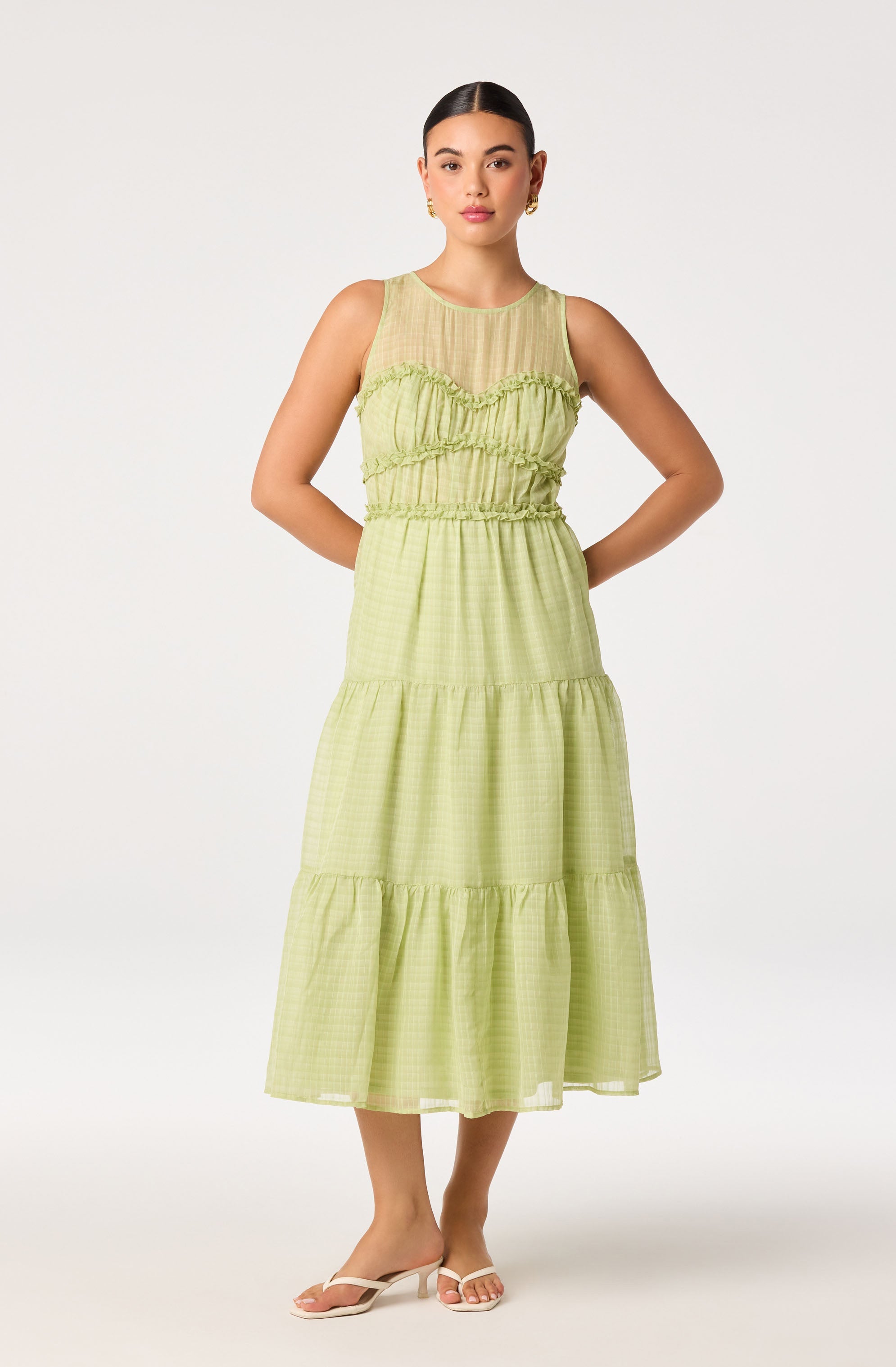 Adrianne Tiered Organza Midi Dress