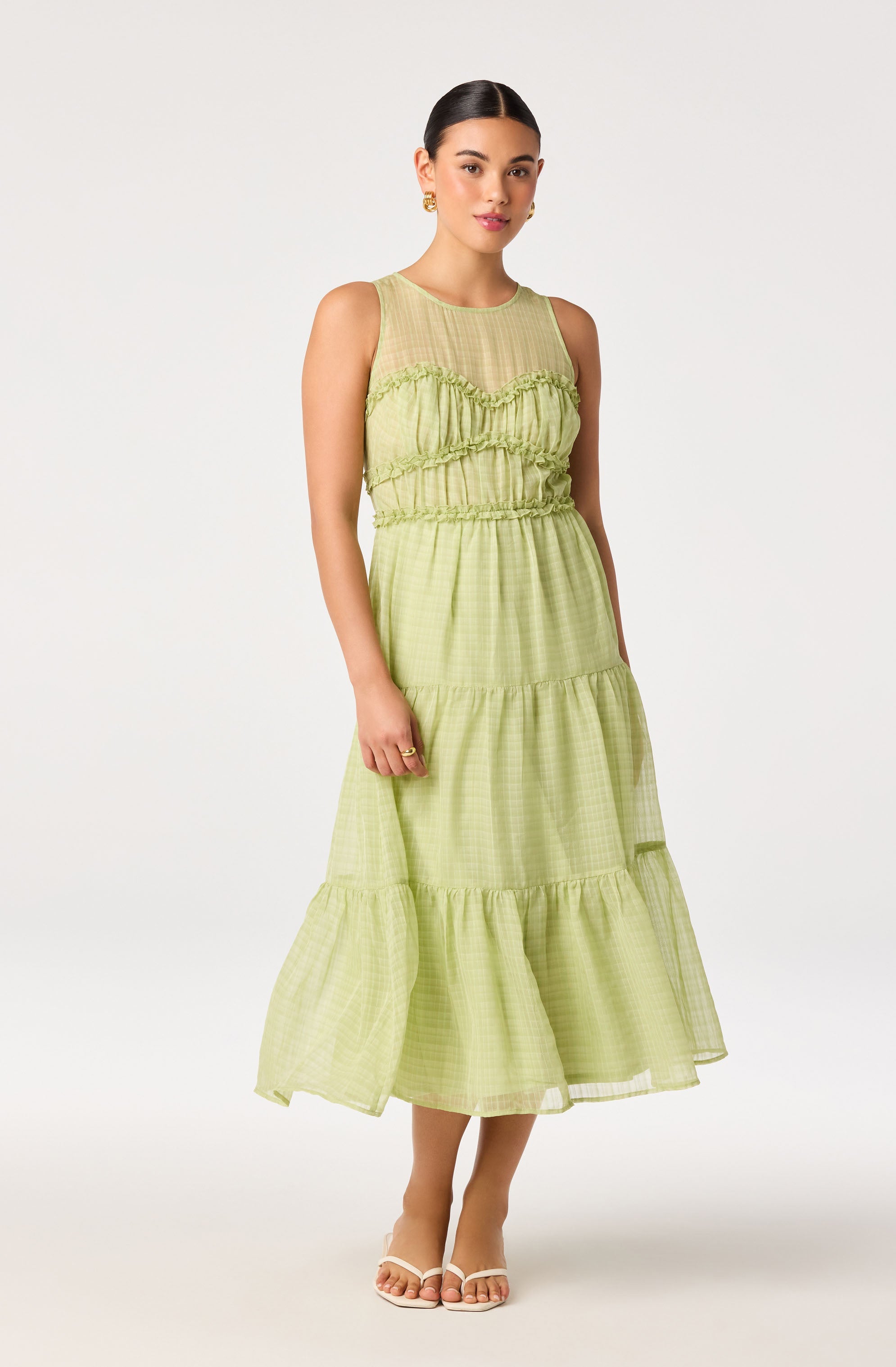 Adrianne Tiered Organza Midi Dress