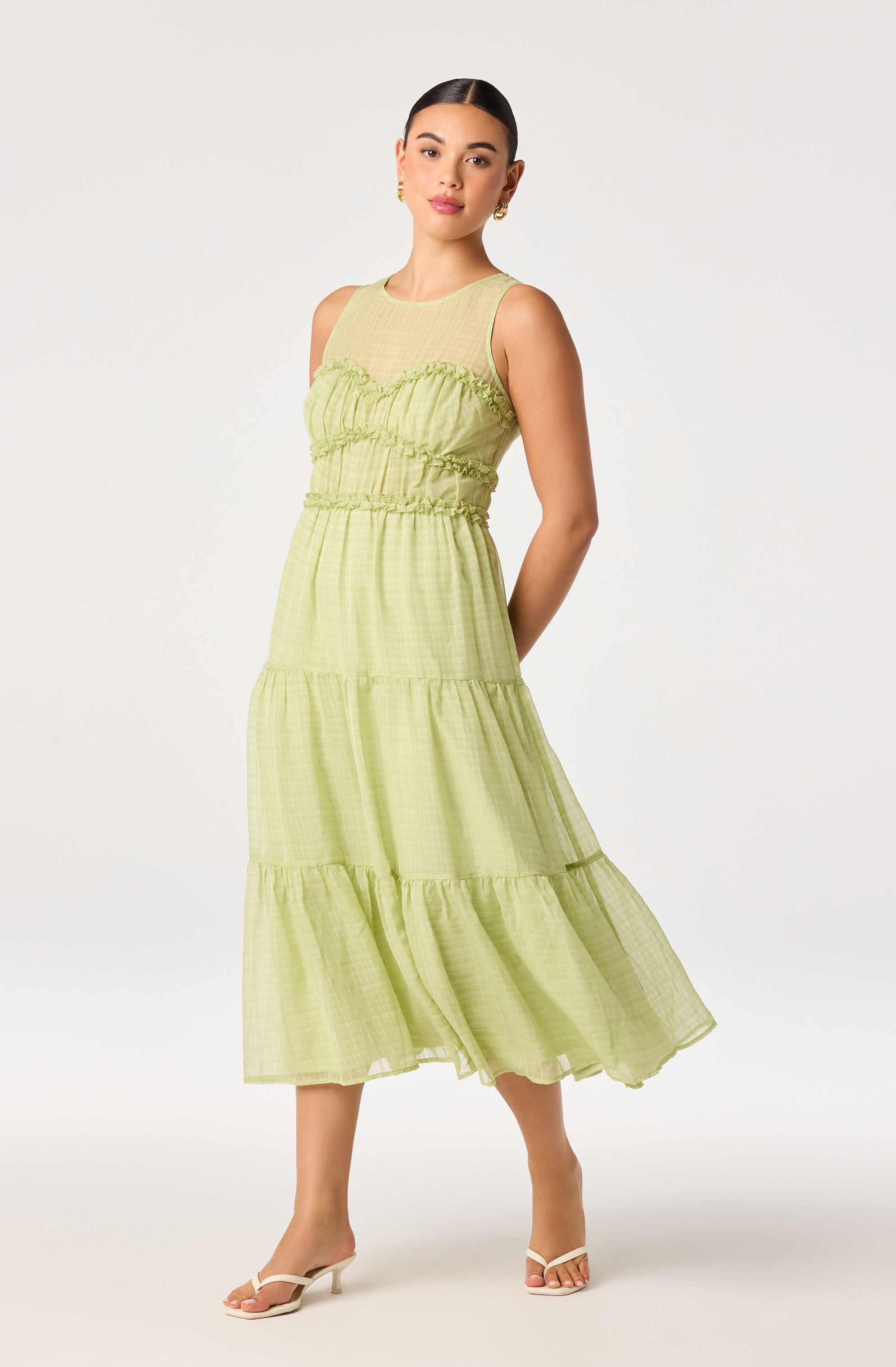 Adrianne Tiered Organza Midi Dress