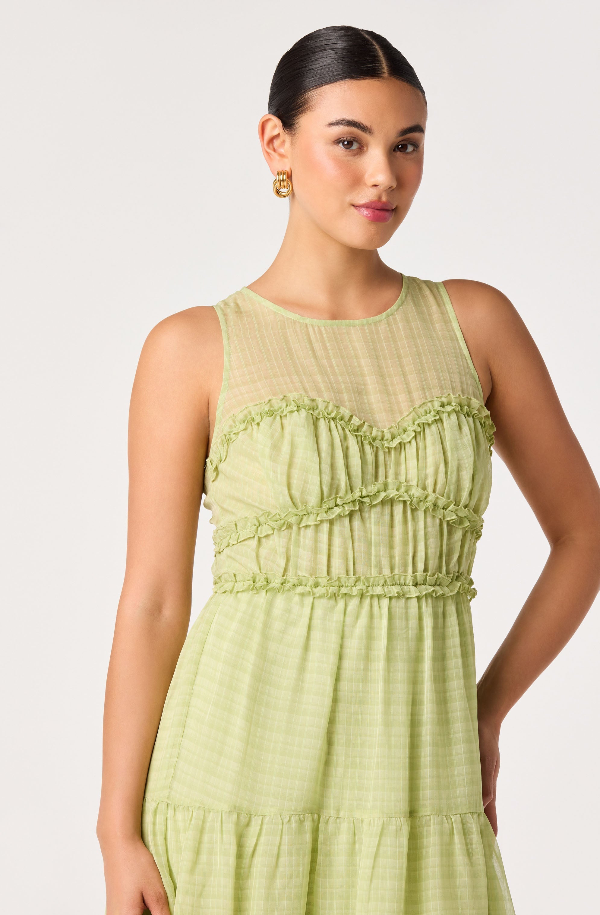 Adrianne Tiered Organza Midi Dress