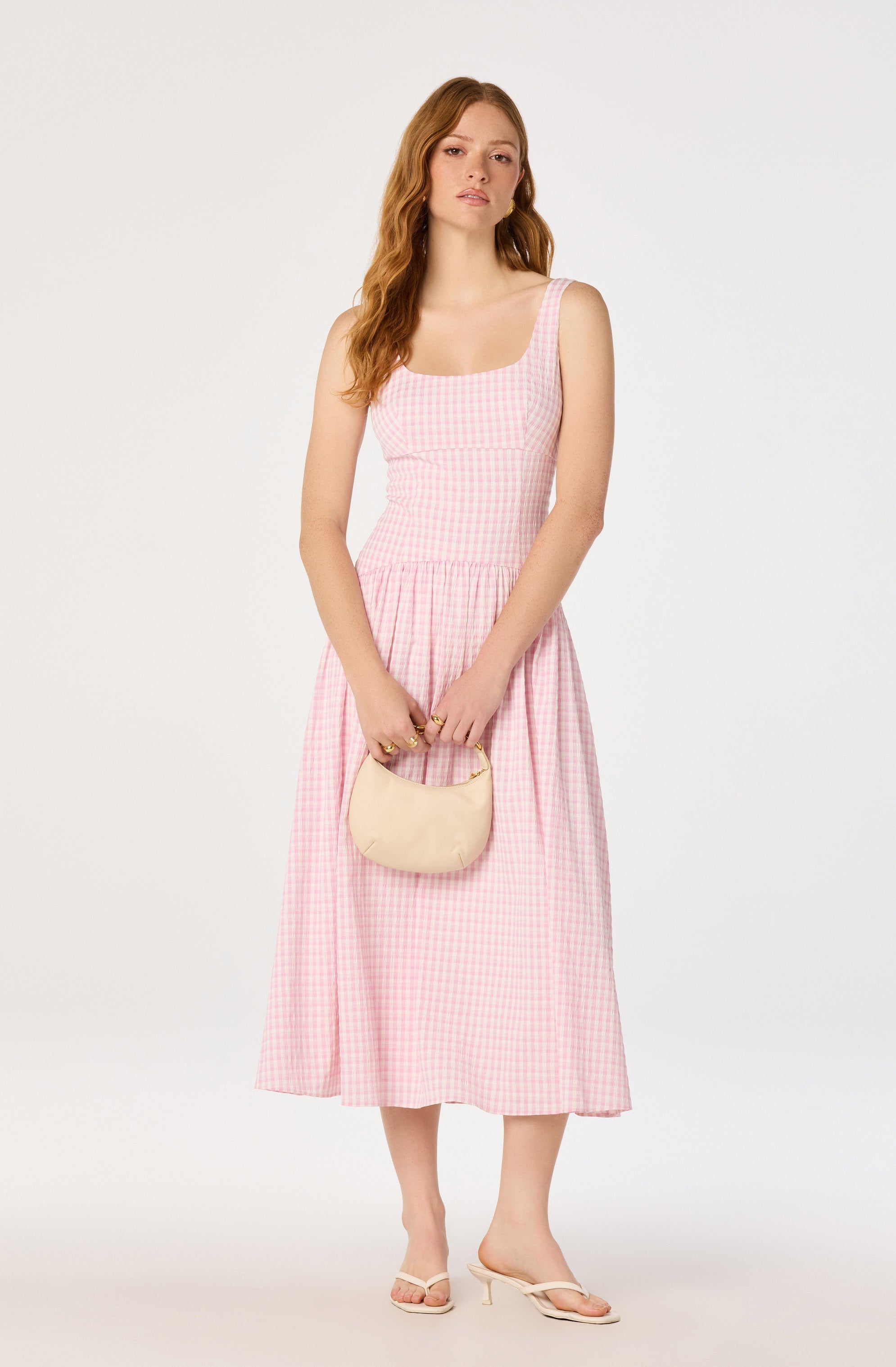 Cara Gingham Sleeveless Midi Dress