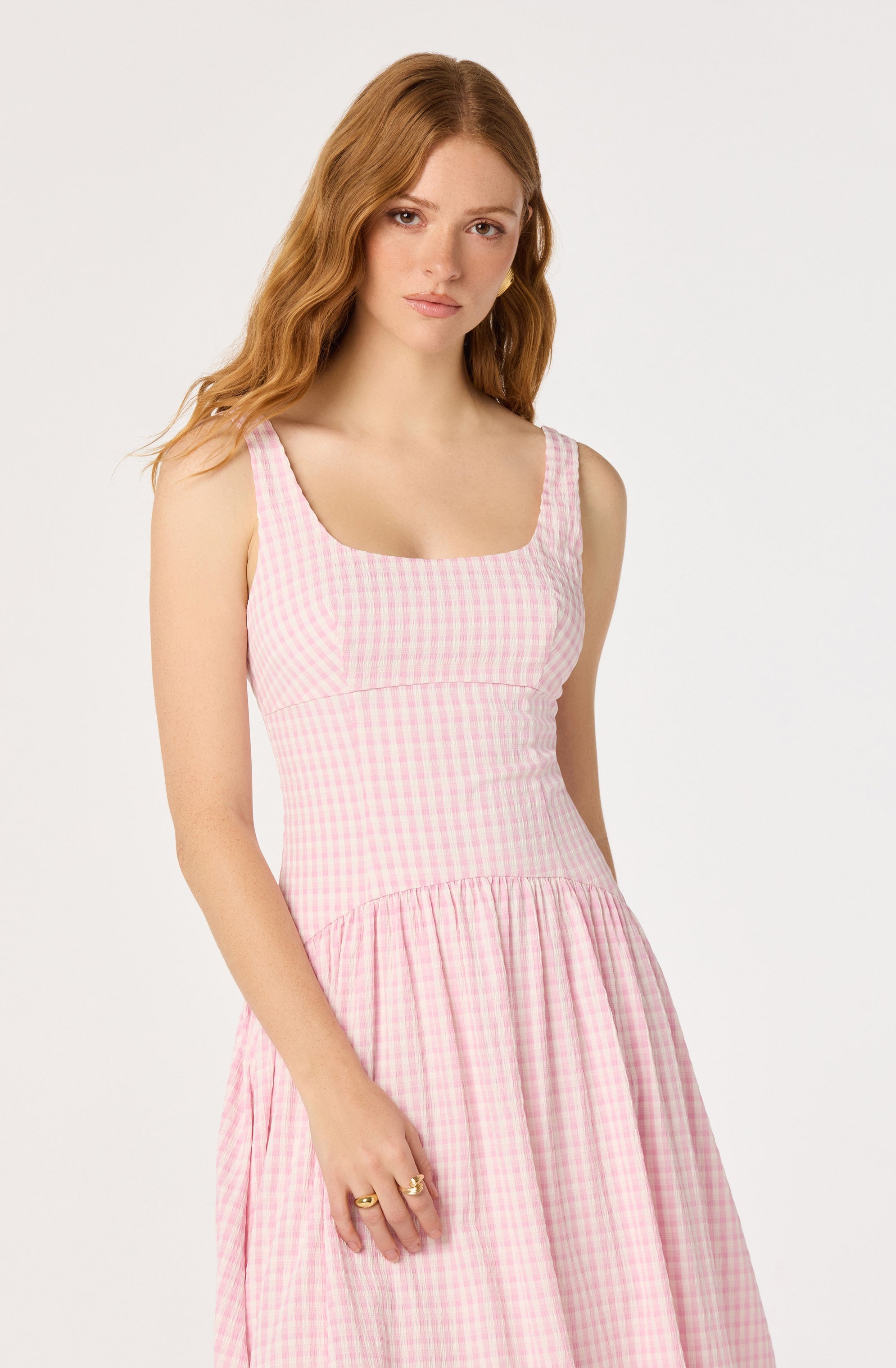 Cara Gingham Sleeveless Midi Dress