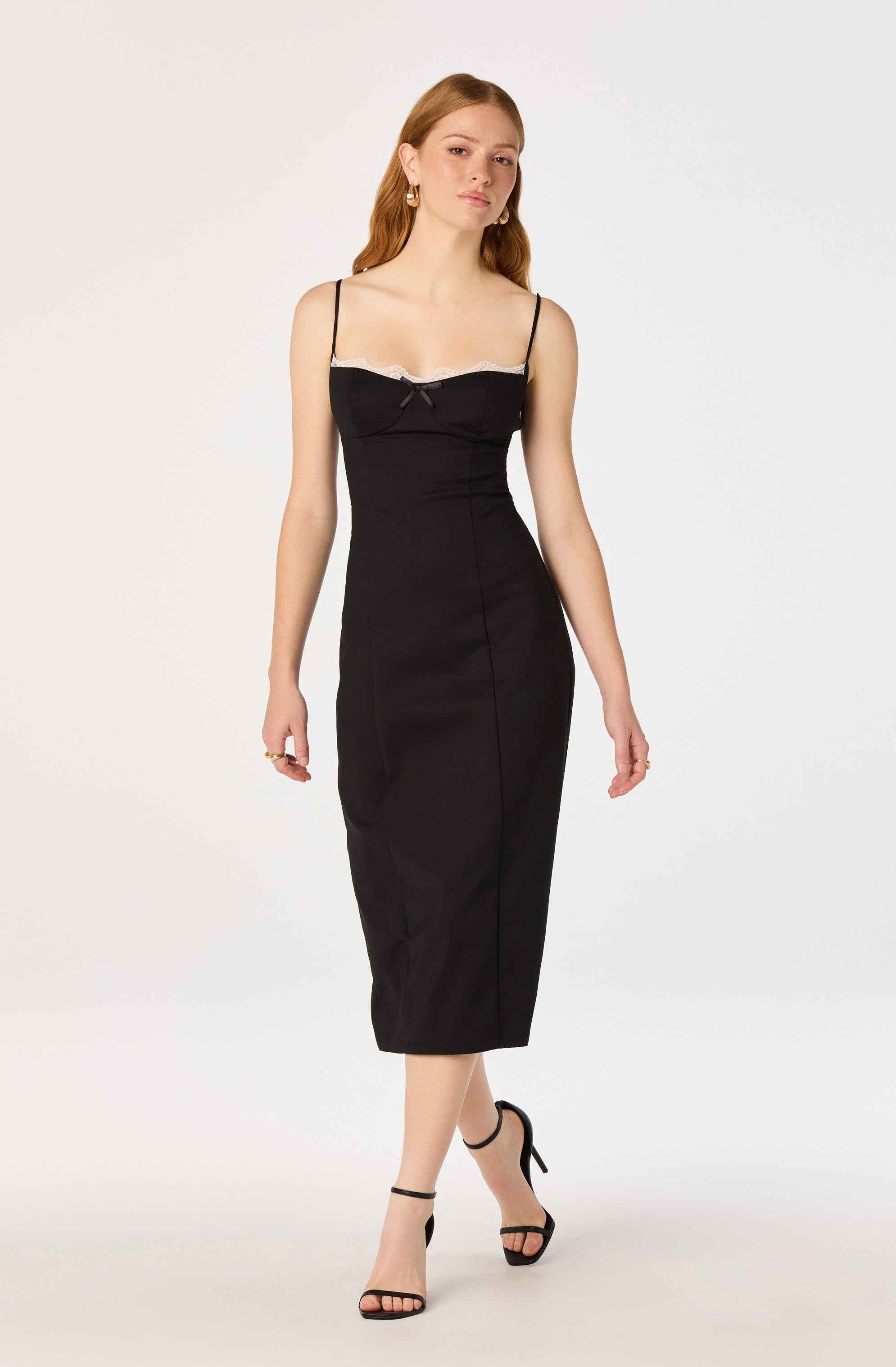 Bea Lace Trim Bustier Midi Dress